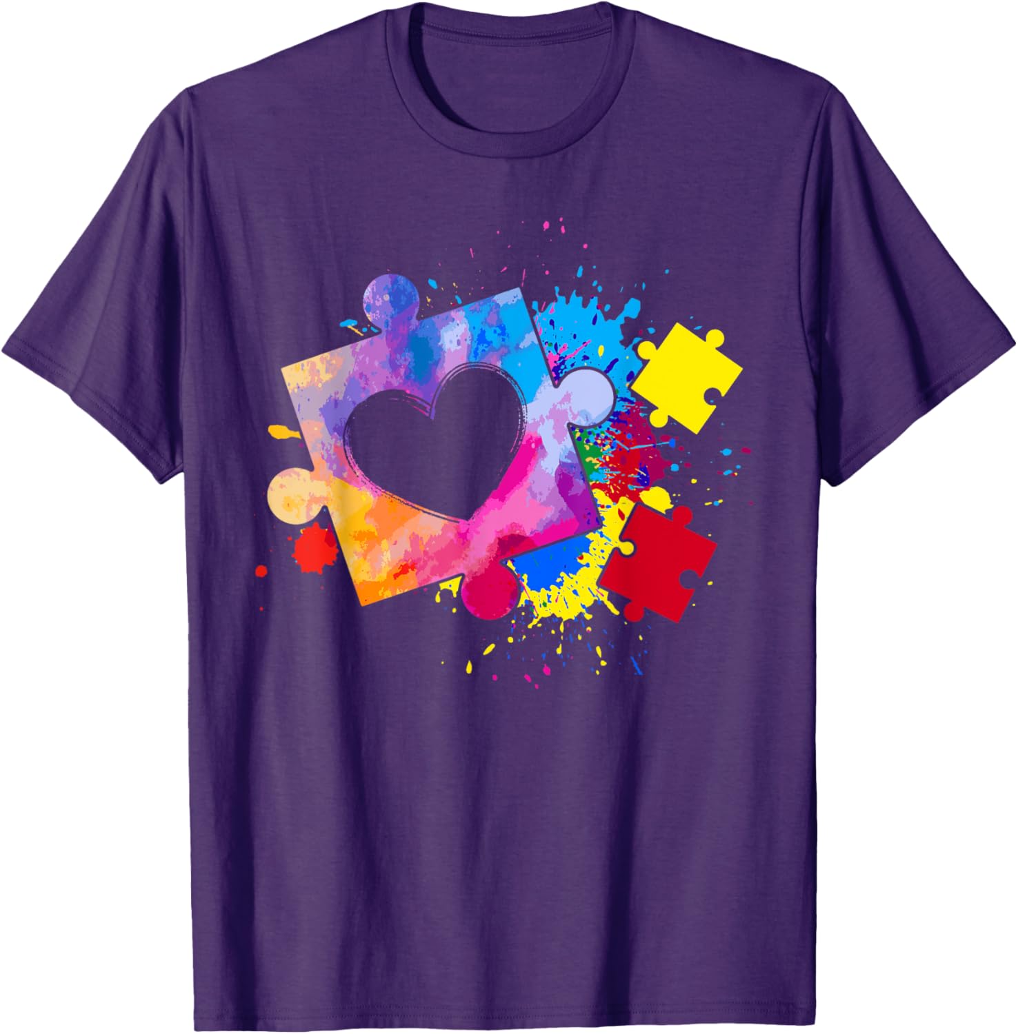 Autism Awareness Tie Dye Puzzle Piece Heart Kids T-Shirt for Boys and Girls - 28