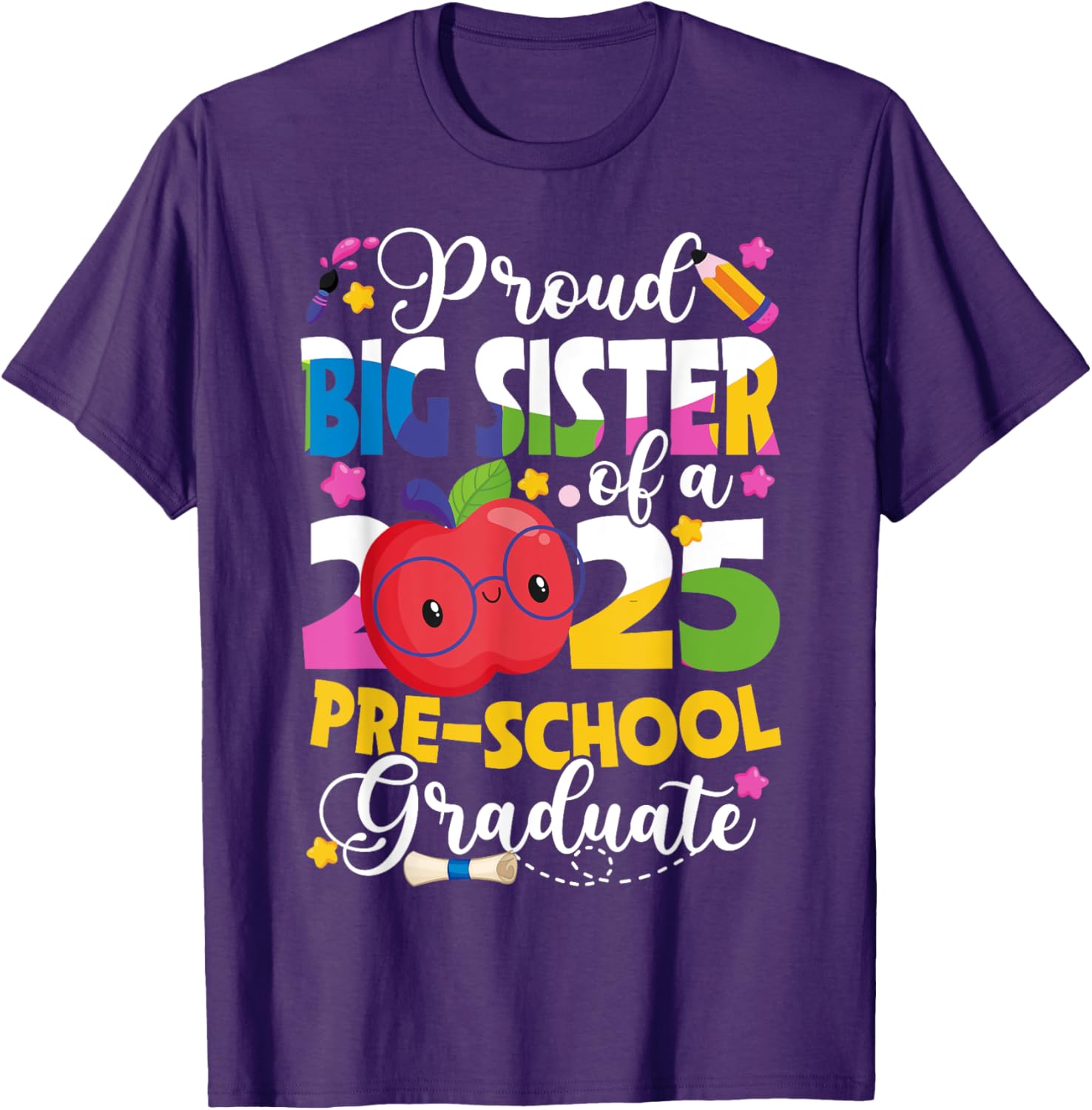 Proud Big Sister 2025 Pre-K Grad T-Shirt for Preschool Graduates - 1