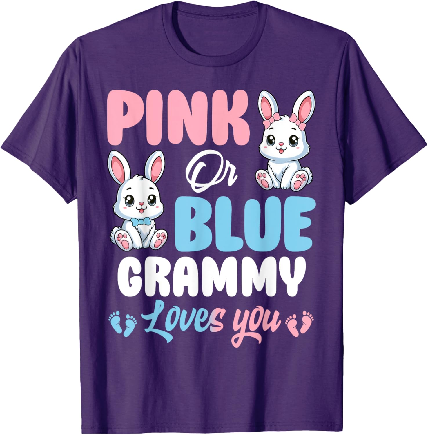 Pink or Blue Grammy Loves You Bunny Gender Reveal Party T-Shirt - 17
