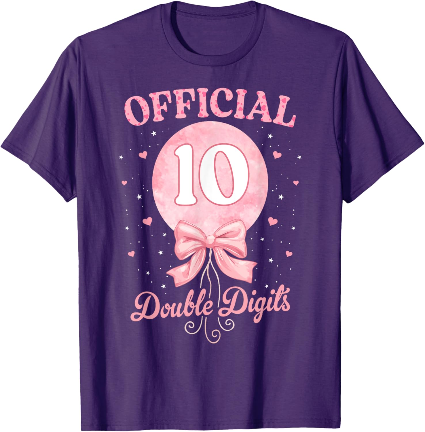 Pink Coquette Bow T-Shirt for 10 Year Old Birthday Girl Celebration - 1
