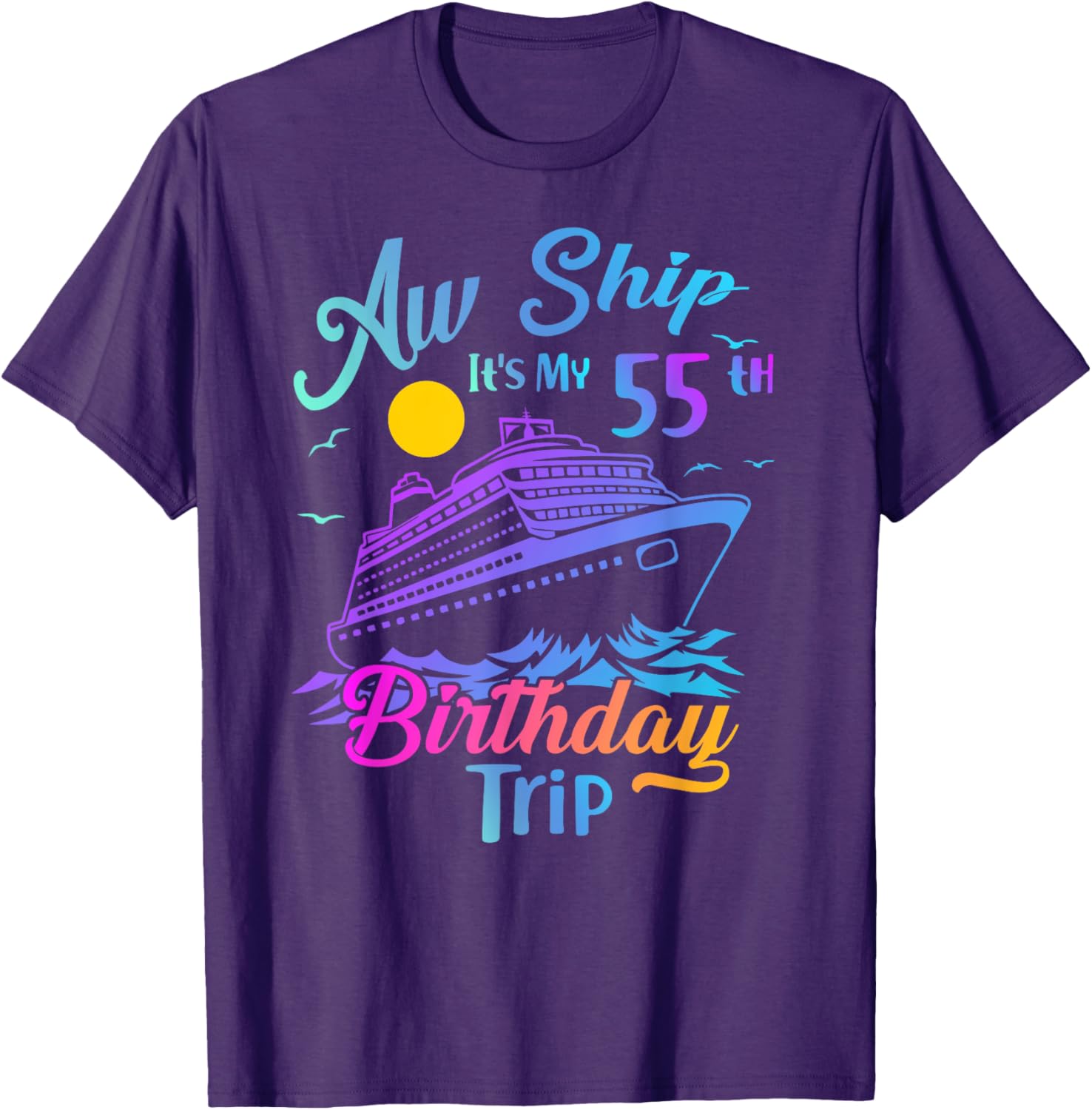 55th Birthday Cruise Vacation Party T-Shirt for Fun Celebrations - 4