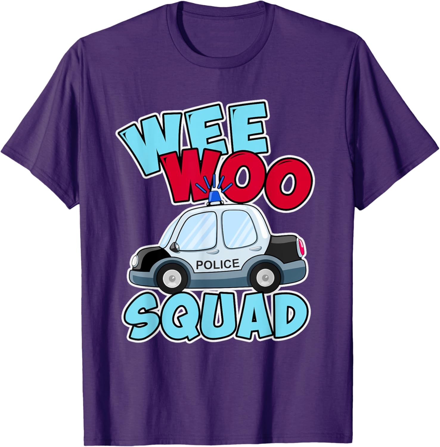 Wee Woo Squad Police Car T-Shirt for Kids - Fun Policeman Design - 24