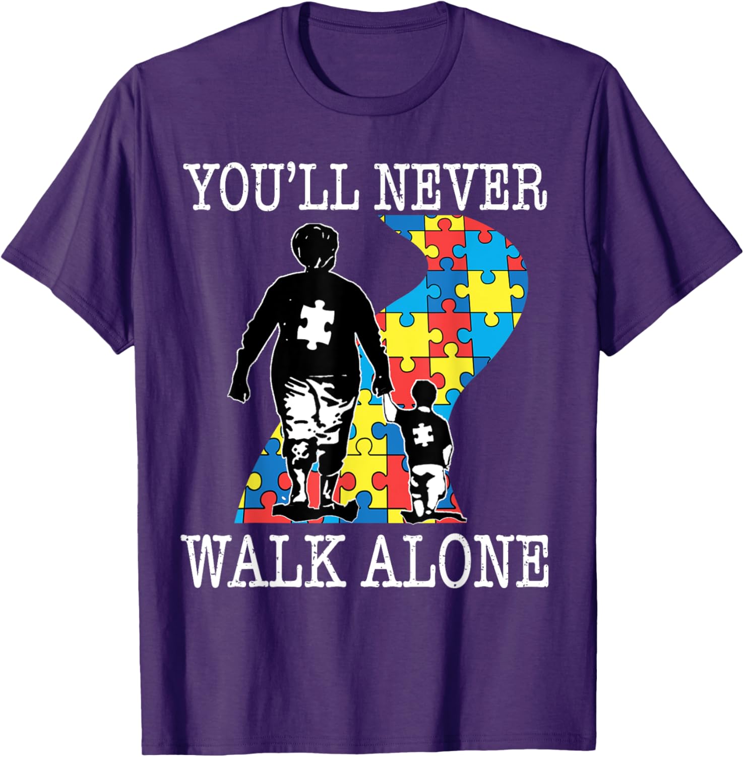 Autism Grandma Support Alone Puzzle You'll Never Walk T-Shirt for Comfort - 11