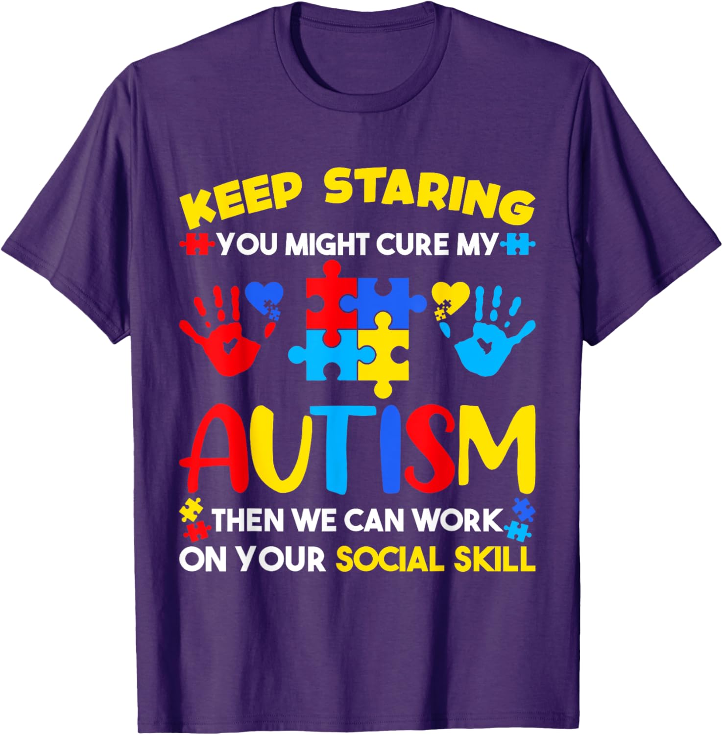 Keep Staring You Might Cure My Autism Awareness Kids T-Shirt for Positive Vibes - 8