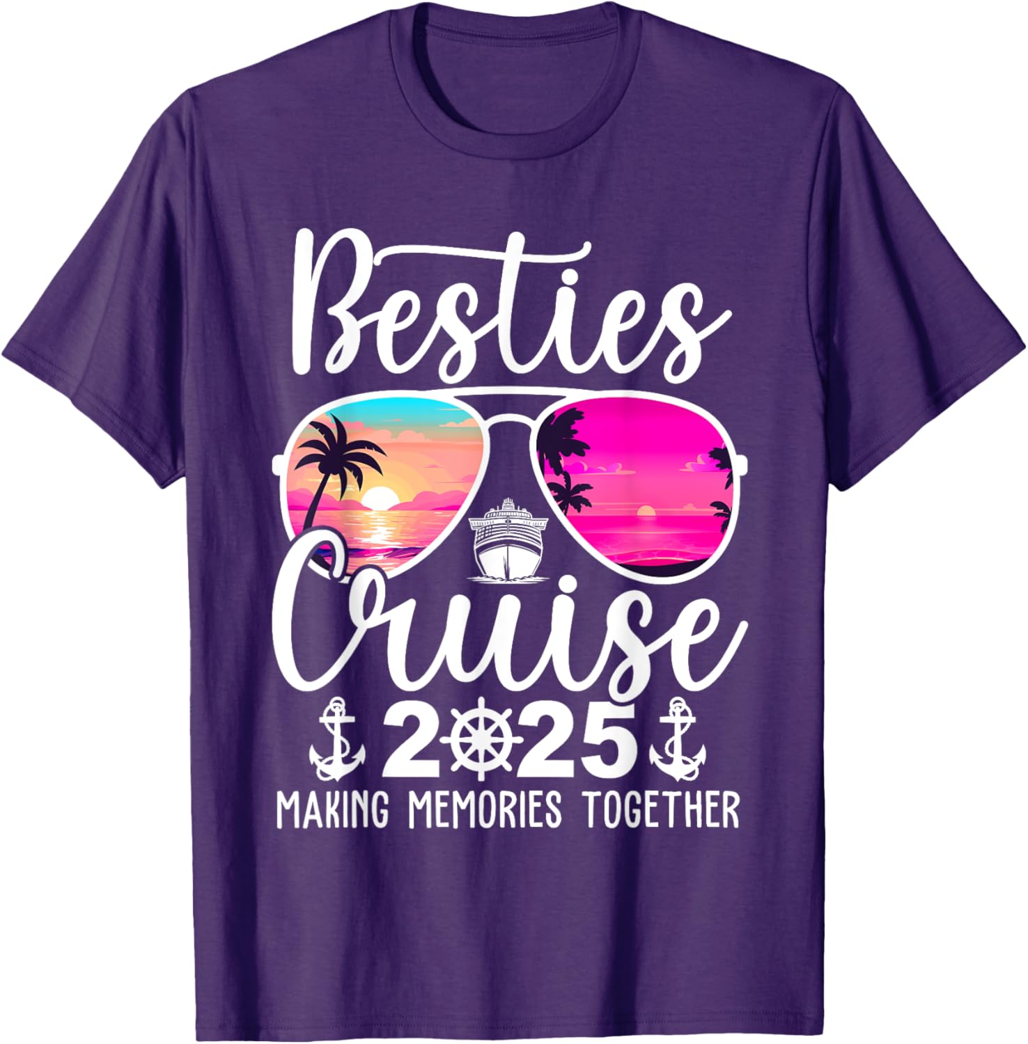 Besties Cruise 2025 Summer Vacation T-Shirt for Fun Travel Memories - 17