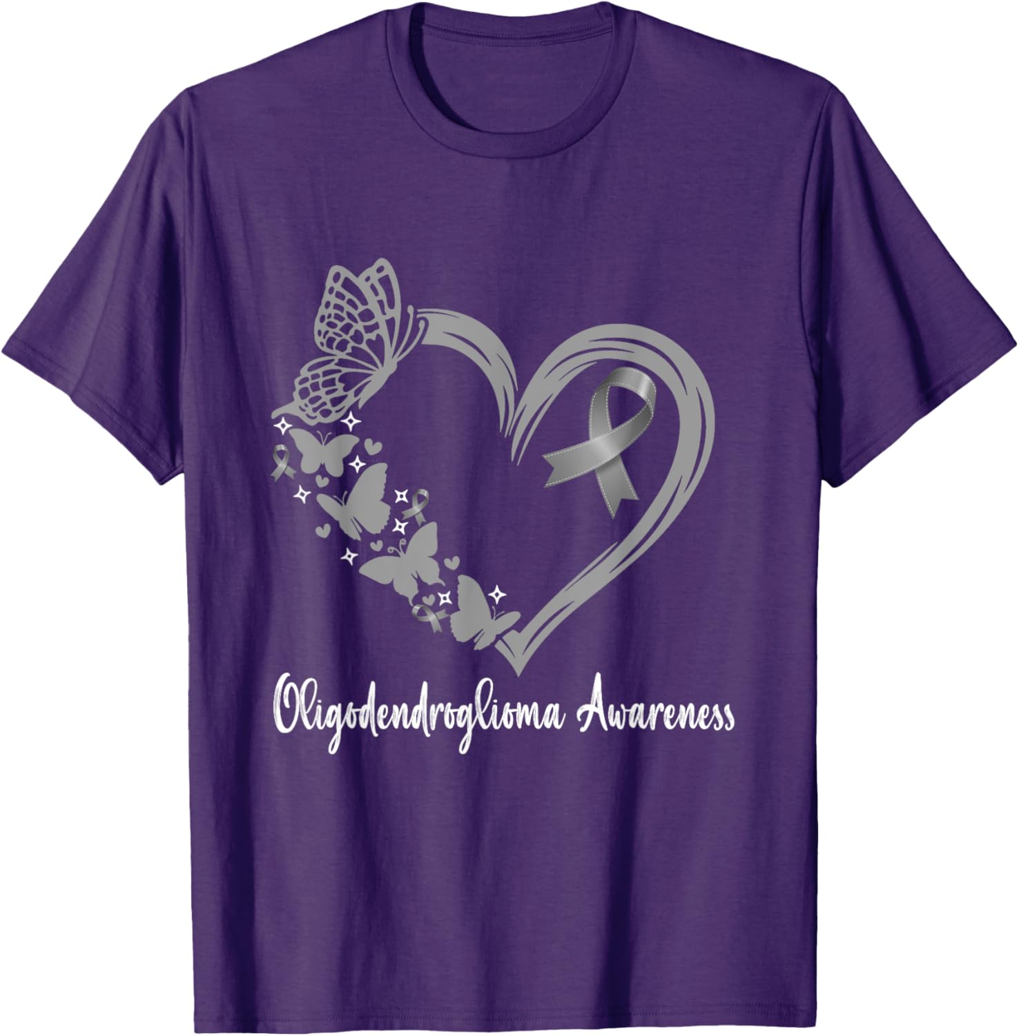 Oligodendroglioma Awareness Warrior Heart T-Shirt for Support & Unity - 5