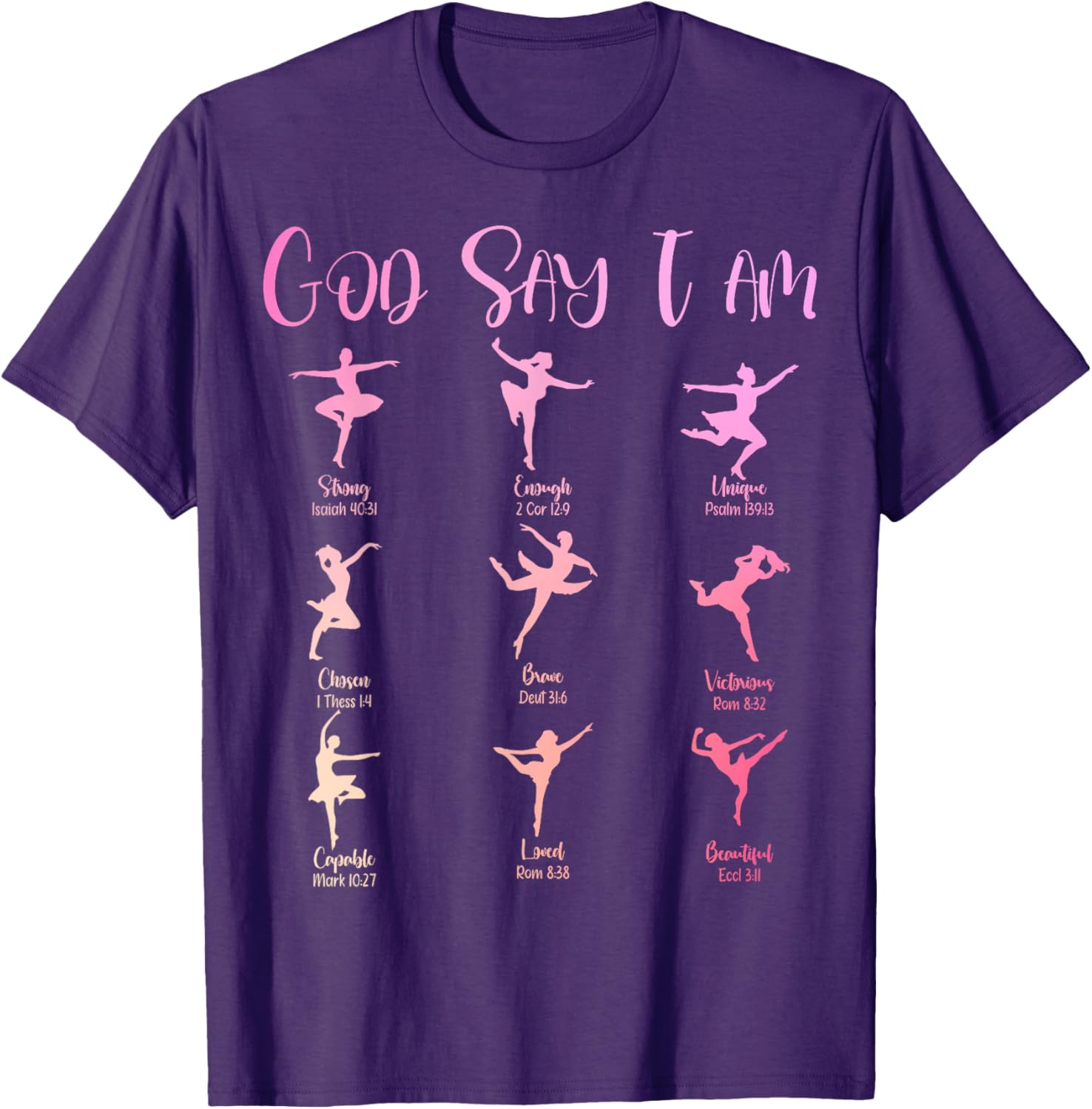 Christian God Says I Am Cute Pink Ballet Dancer T-Shirt for Girls - 15