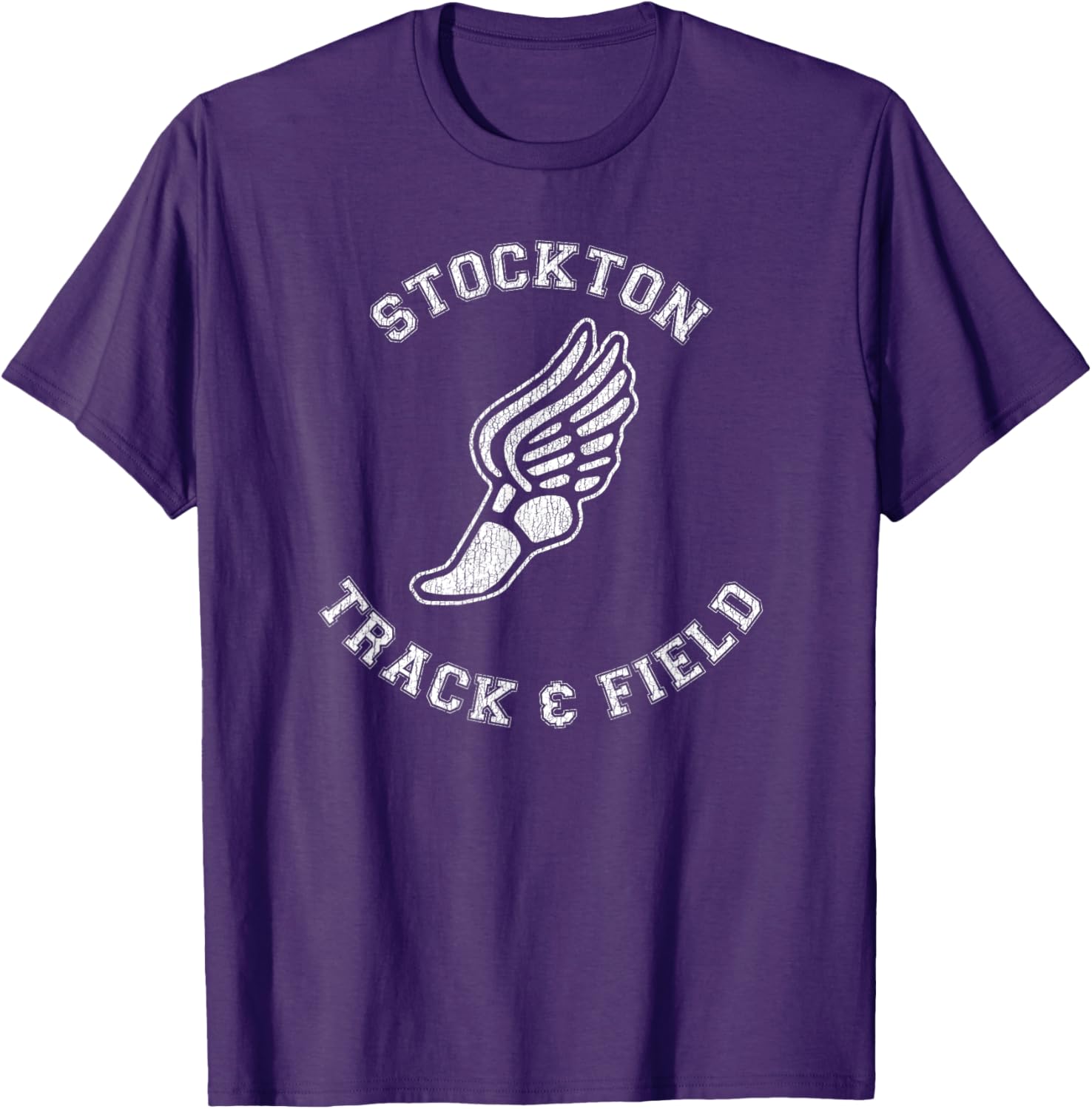Stockton Track & Field Retro 80s Distressed T-Shirt for Casual Style - 19