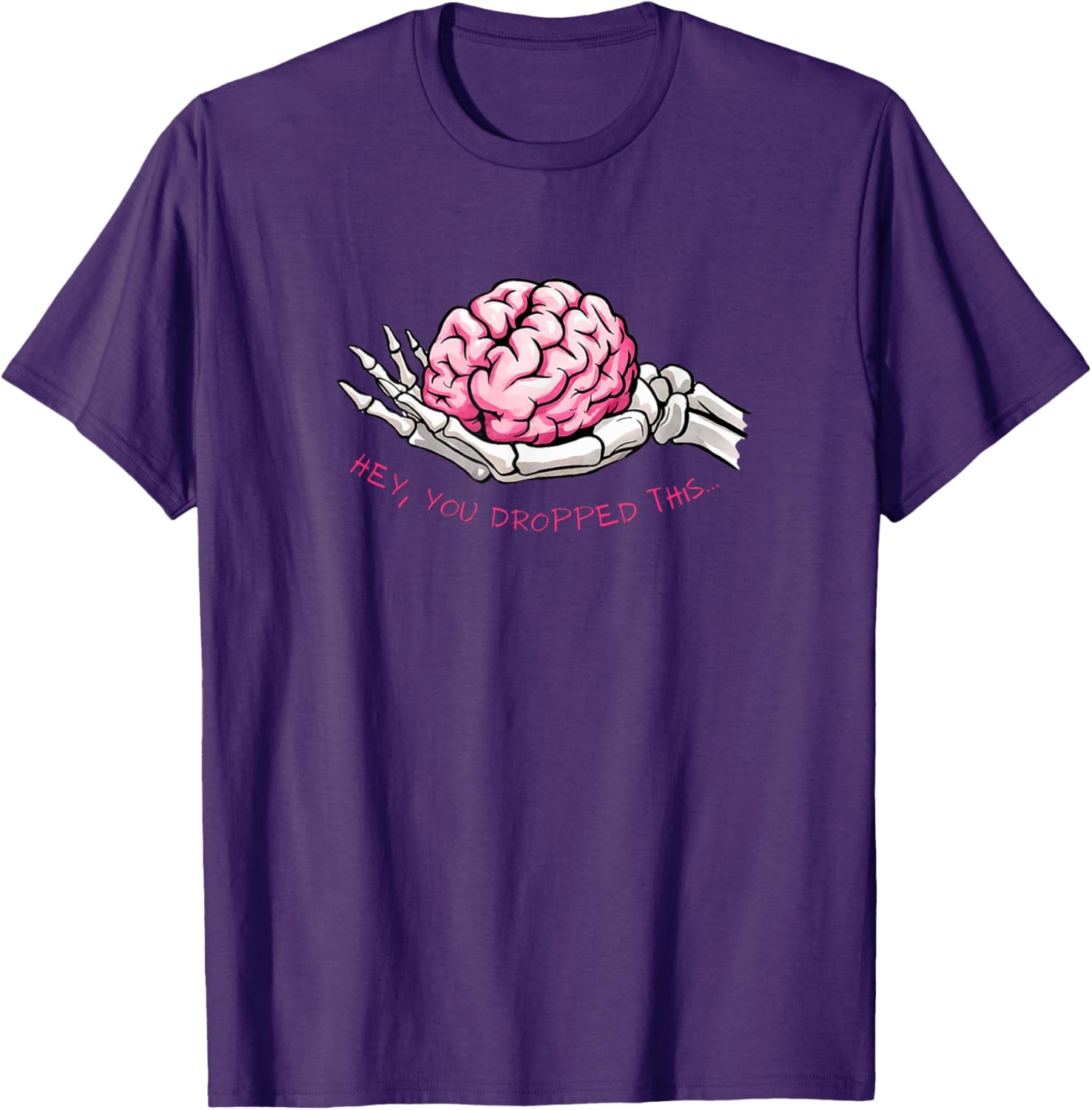 Funny Skeleton Hand Holding Brain T-Shirt for Unique Halloween Style - 3