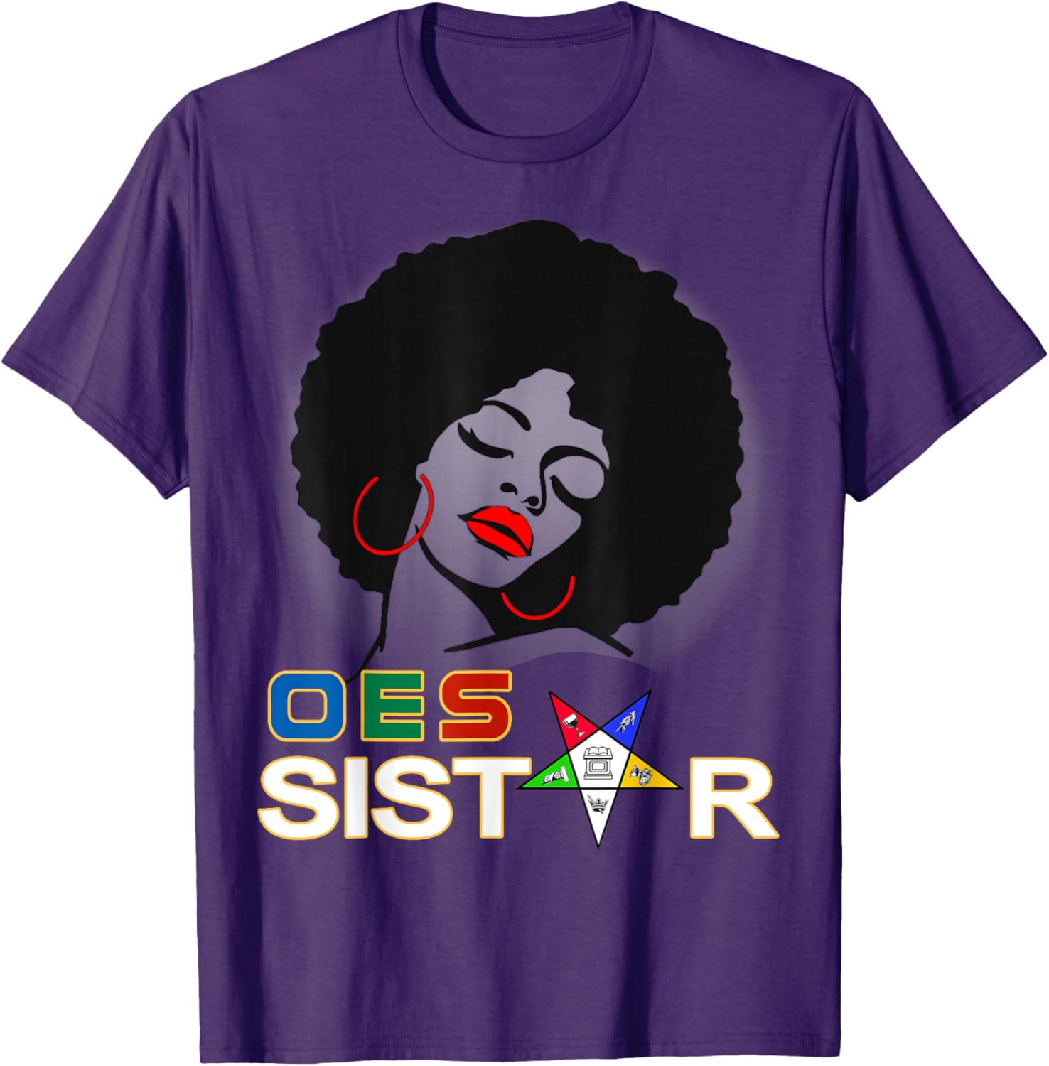 Beautiful Red Afro Earrings and Sistar Eastern Star T-Shirt for Girls - 12