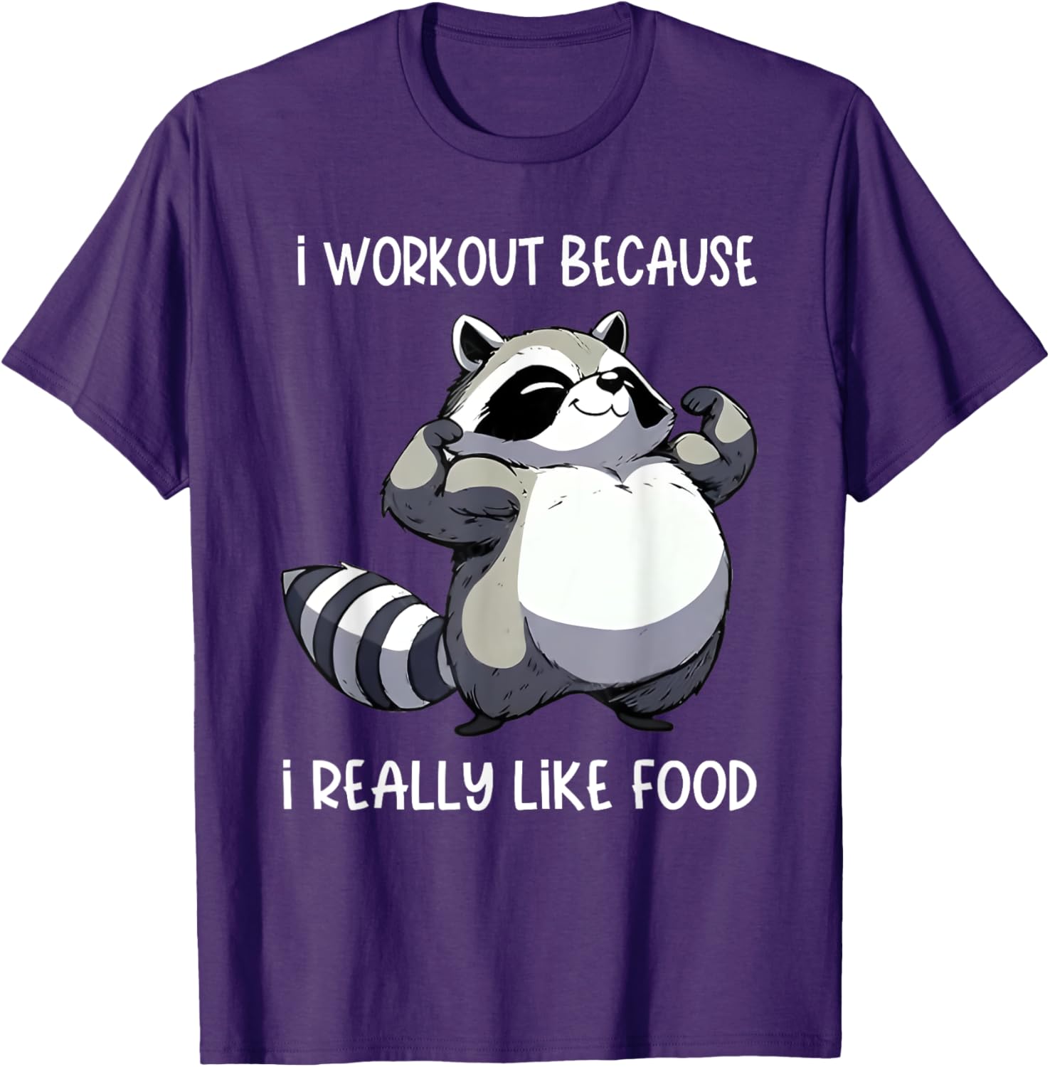 Funny Raccoon Biceps Pose T-Shirt for Food Lovers and Fitness Fans - 3