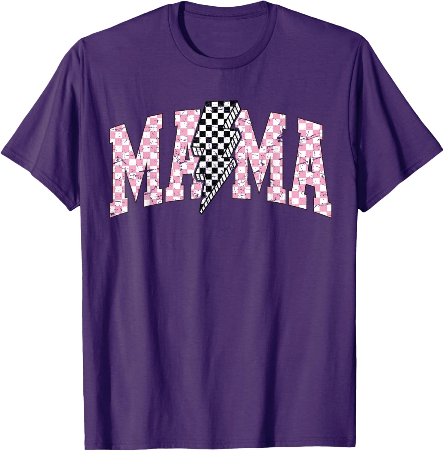 Retro Checkered Bolt Mama T-Shirt for Women, Men, Girls, and Kids - 9