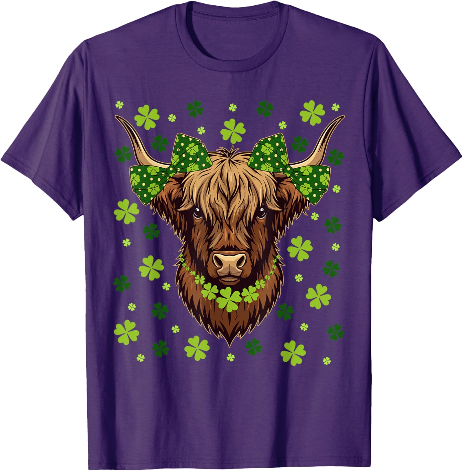 Highland Cow Shamrock T-Shirt for St Patricks Day Celebrations - 5
