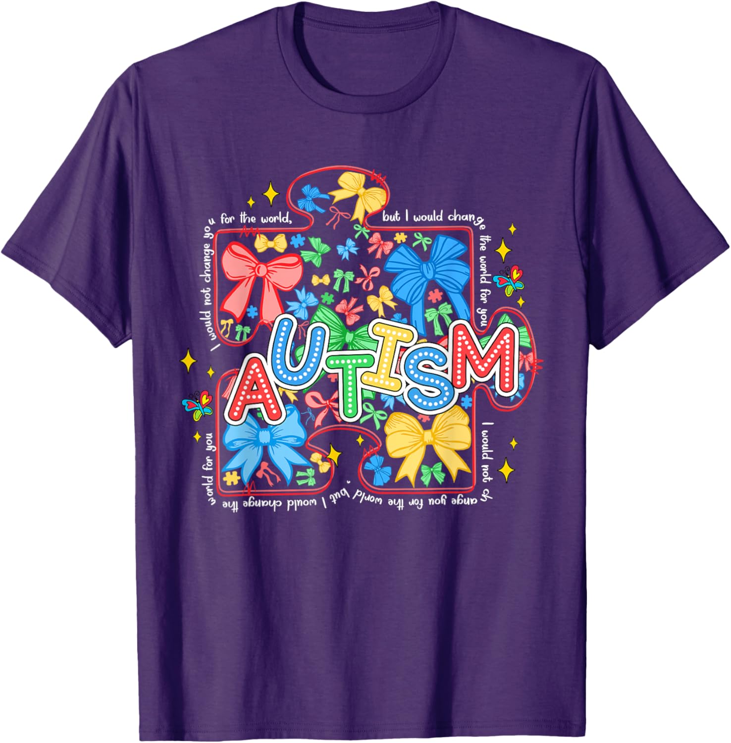 Autism Awareness Puzzle Bow Women's T-Shirt Cute and Stylish Design - 8