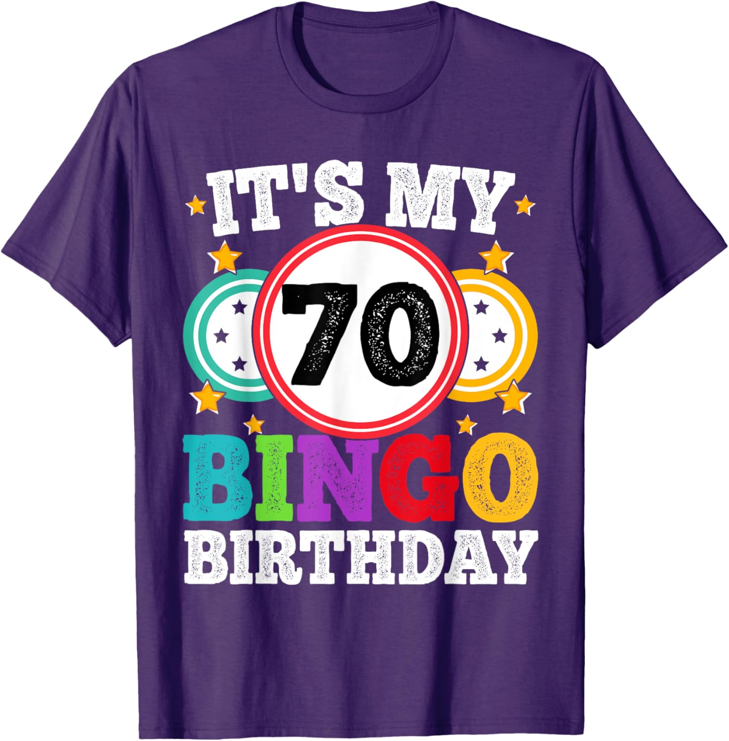 Funny 70th Birthday Bingo T-Shirt for Men and Women Perfect Gift - 10