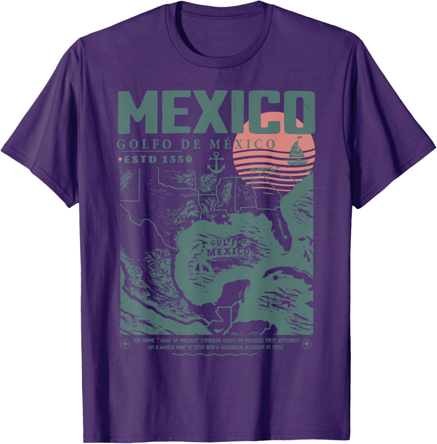 Vintage Gulf Of Mexico Map T-Shirt for Everyone - Stylish Apparel - 2