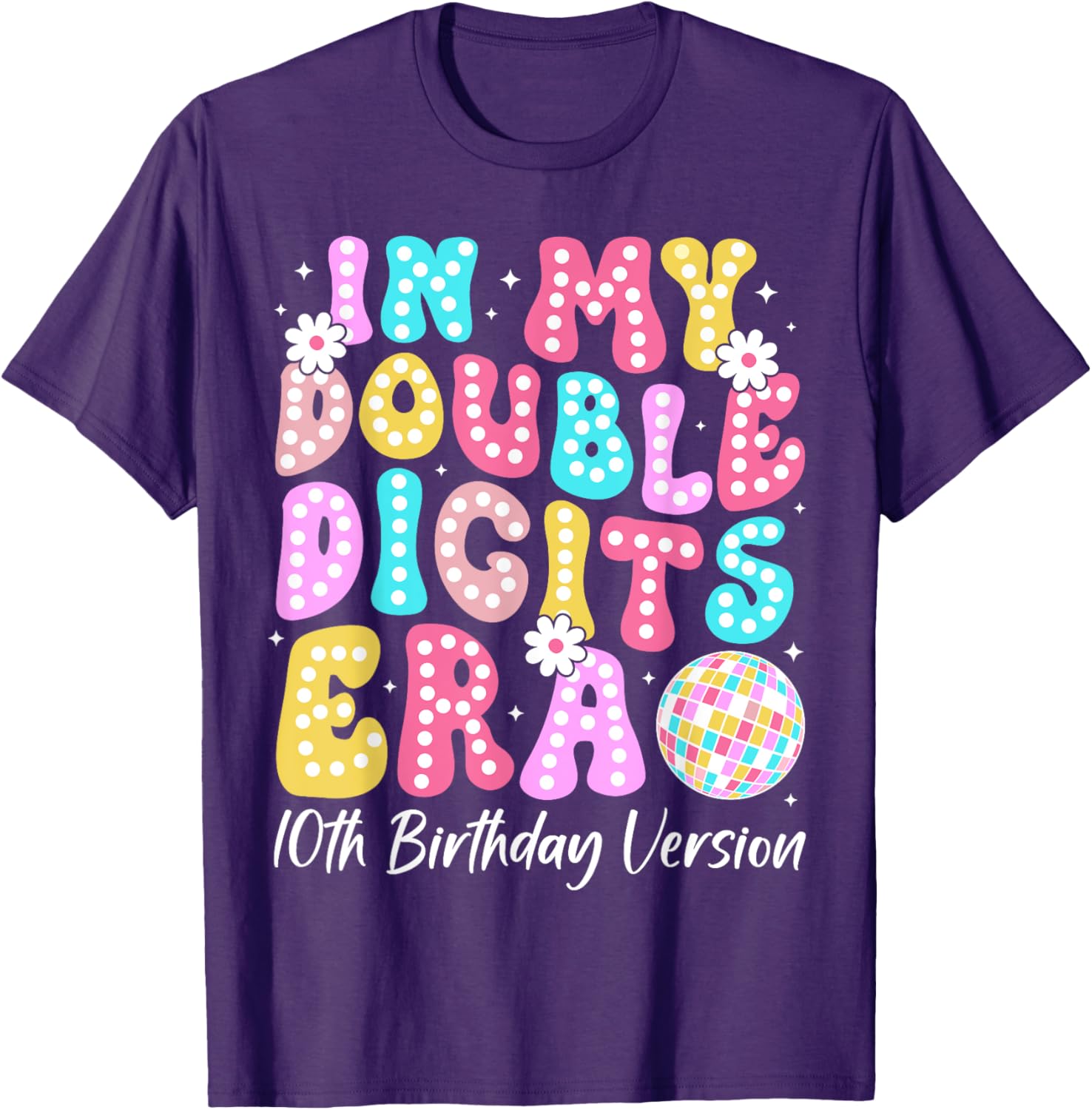 Retro 10th Birthday Girls T-Shirt In My Double Digits Era Design - 13