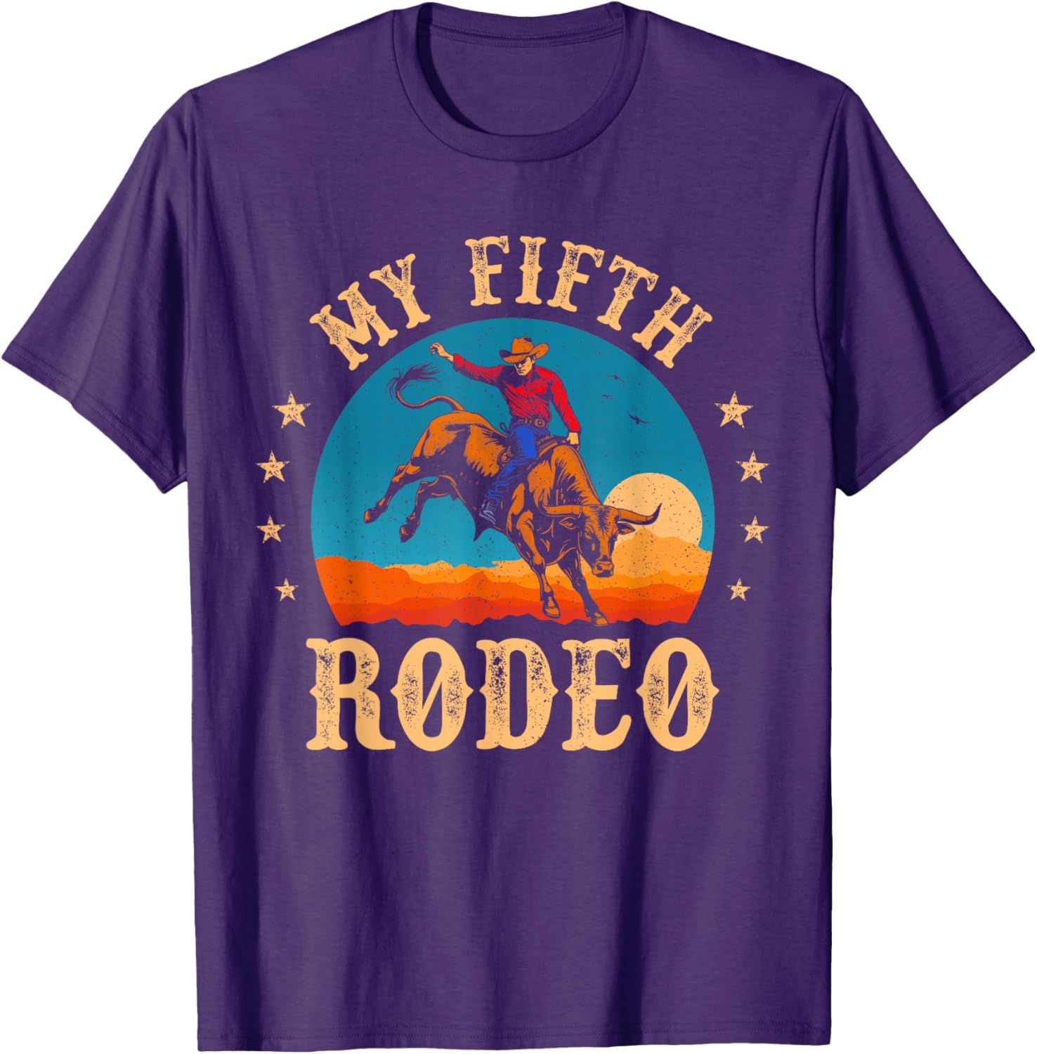 My Fifth Rodeo Cowboy Bull Riding T-Shirt for 5th Birthday Fun - 5