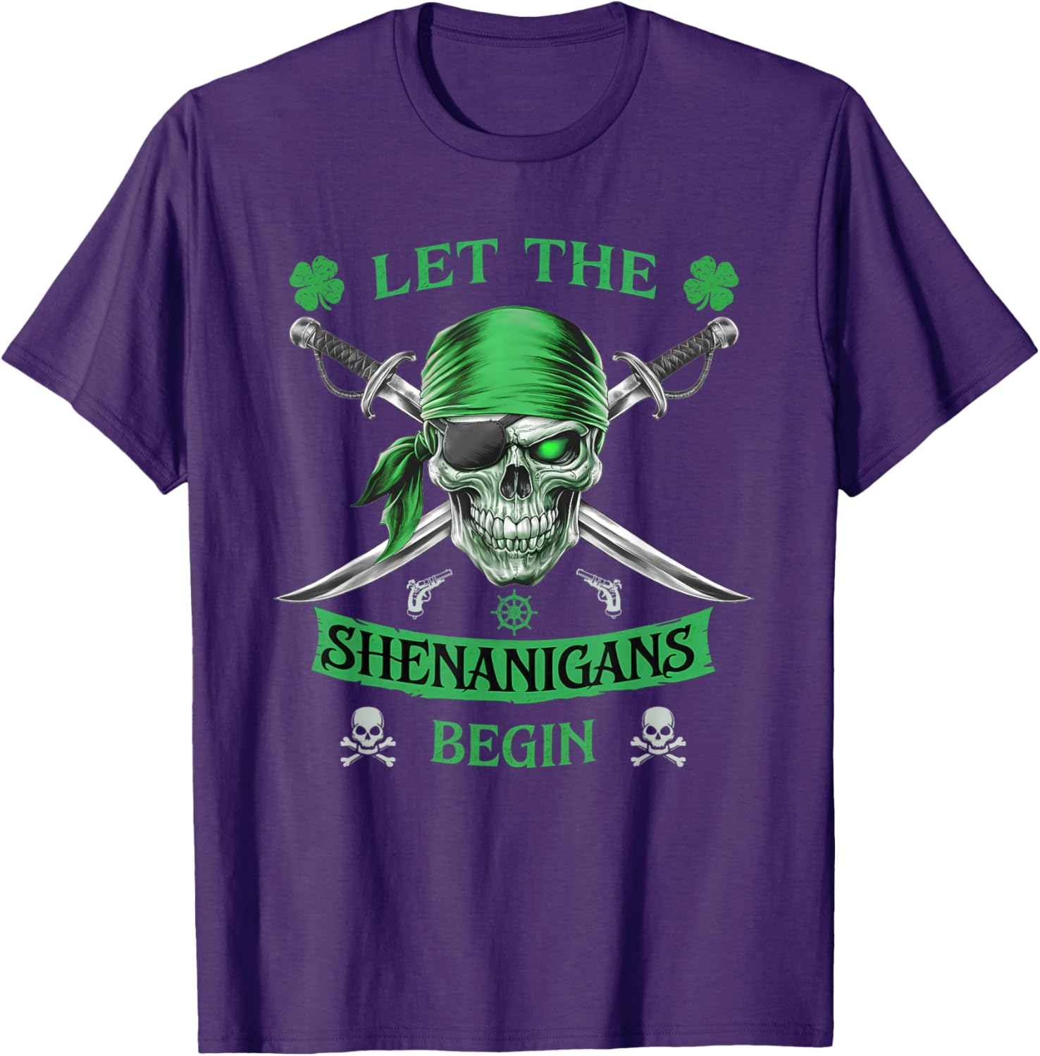 Pirate St Patricks Day Skull T-Shirt for Men Let the Shenanigans Begin - 14
