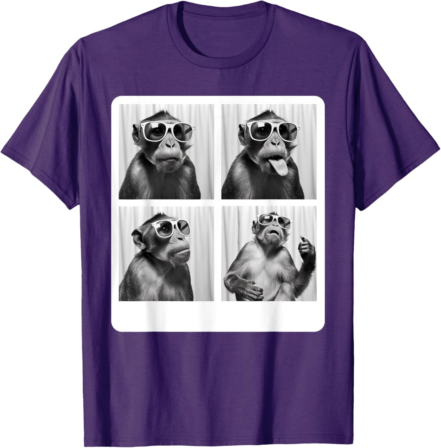 Funny Monkey Photo Booth T-Shirt with Sunglasses for Animal Lovers - 20
