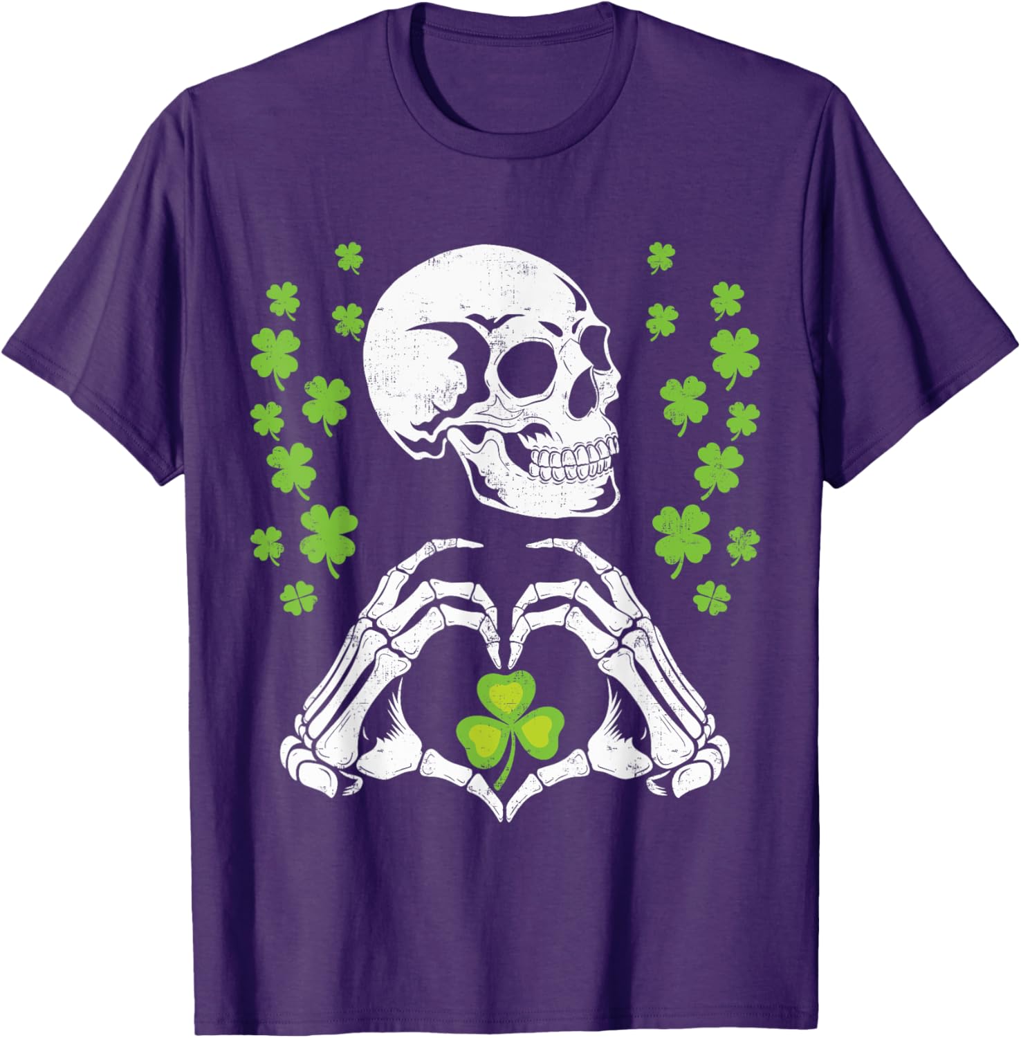 St Patrick's Day Skeleton Skull Heart Shamrock T-Shirt for Festive Fun - 6