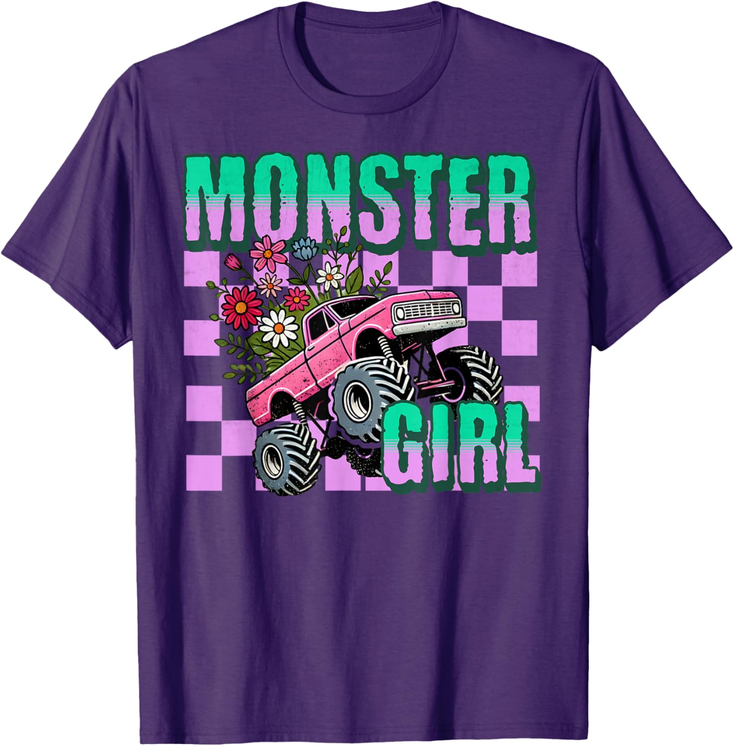 Vintage Monster Truck Girl T-Shirt for Retro Women Truck Lovers - 7