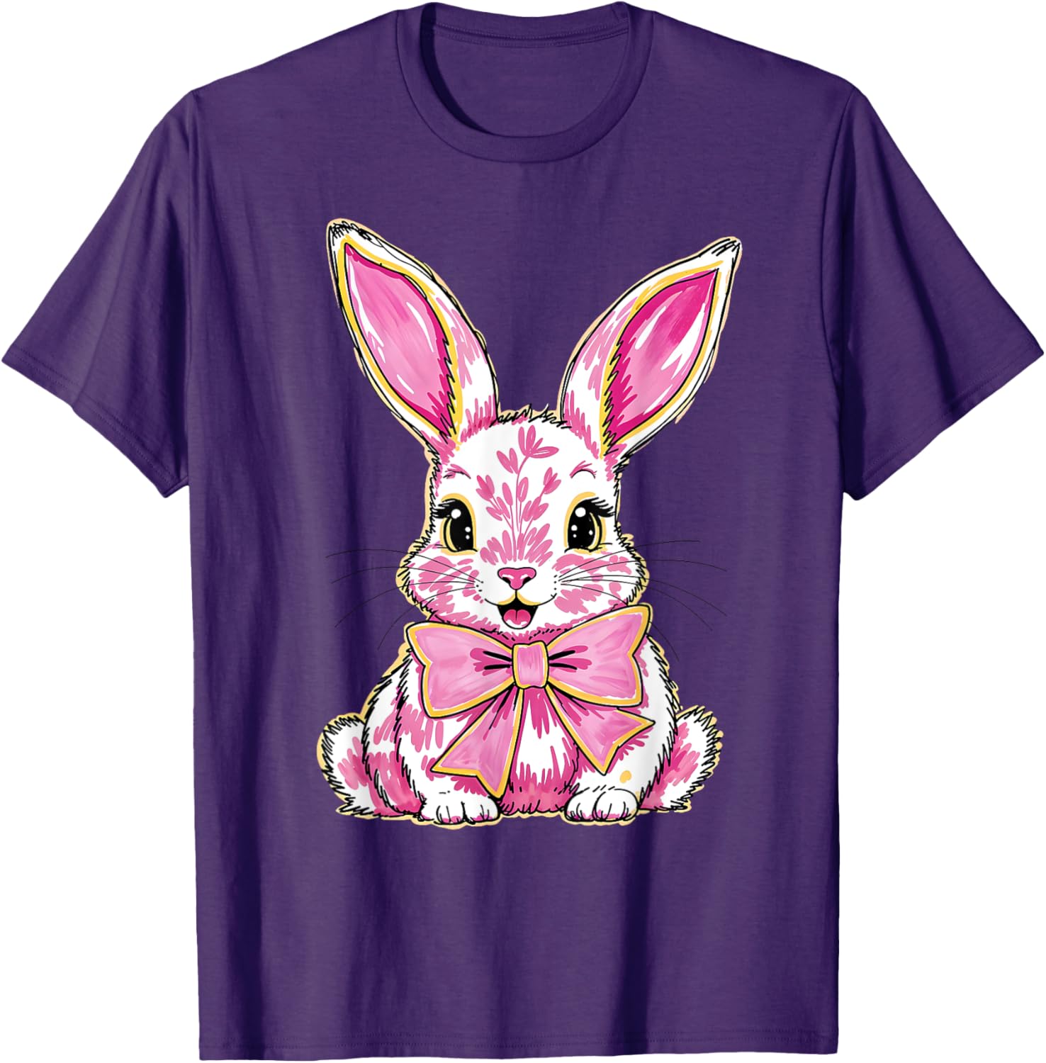 Happy Easter Bunny Coquette Bow Preppy T-Shirt for Women and Girls - 10