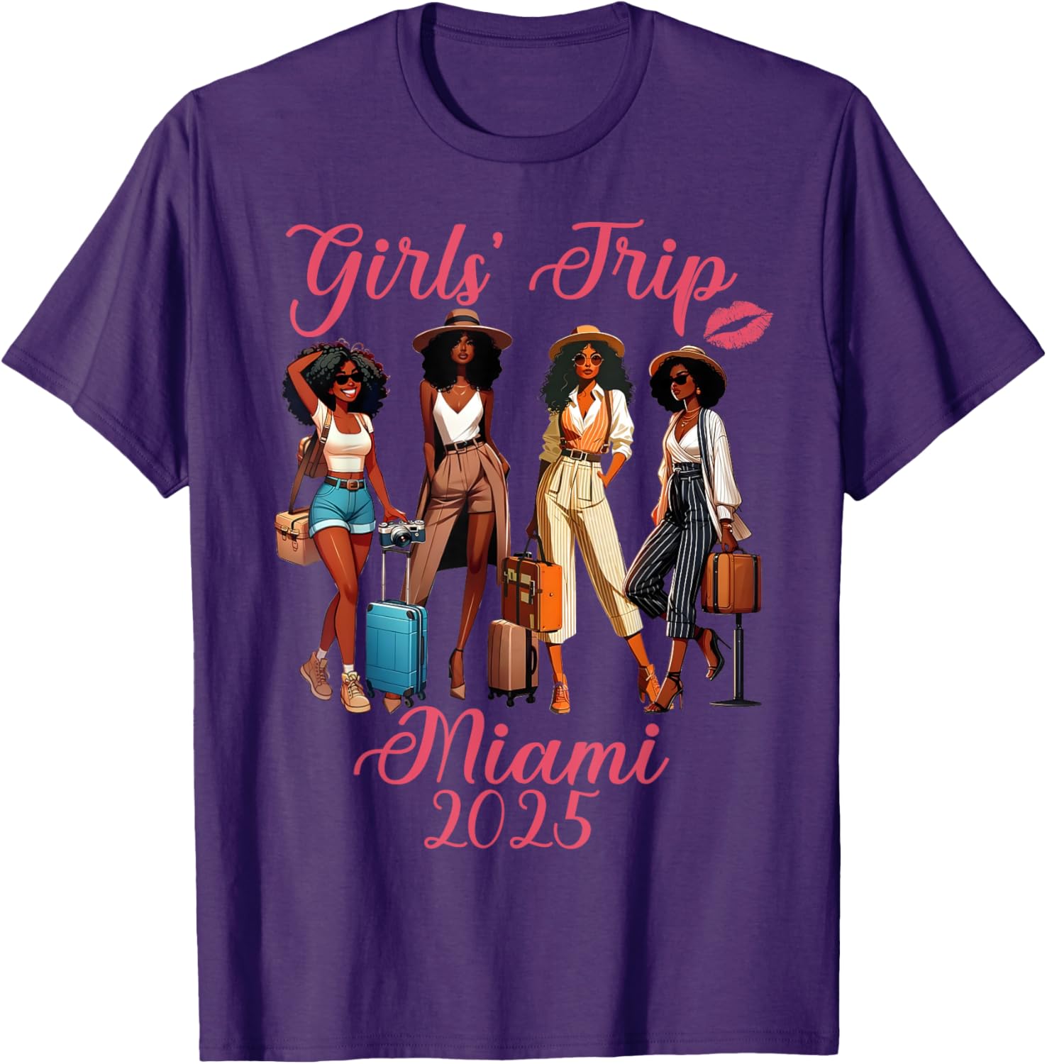Miami Girls Trip 2025 Birthday Squad T-Shirt for Black Girls Fun Vacation - 5