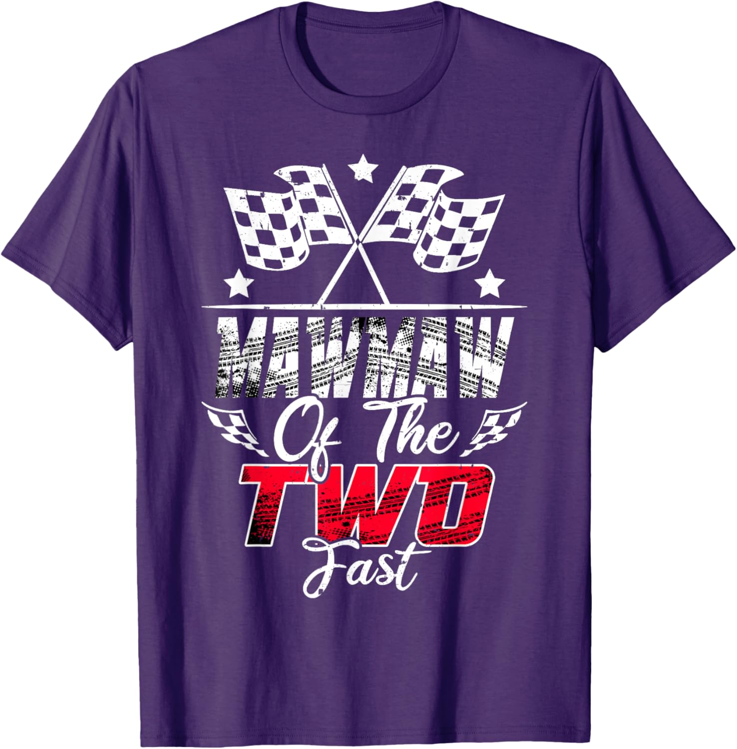 Mawmaw Of The Two Fast Second Birthday Racing Car Family T-Shirt - 8