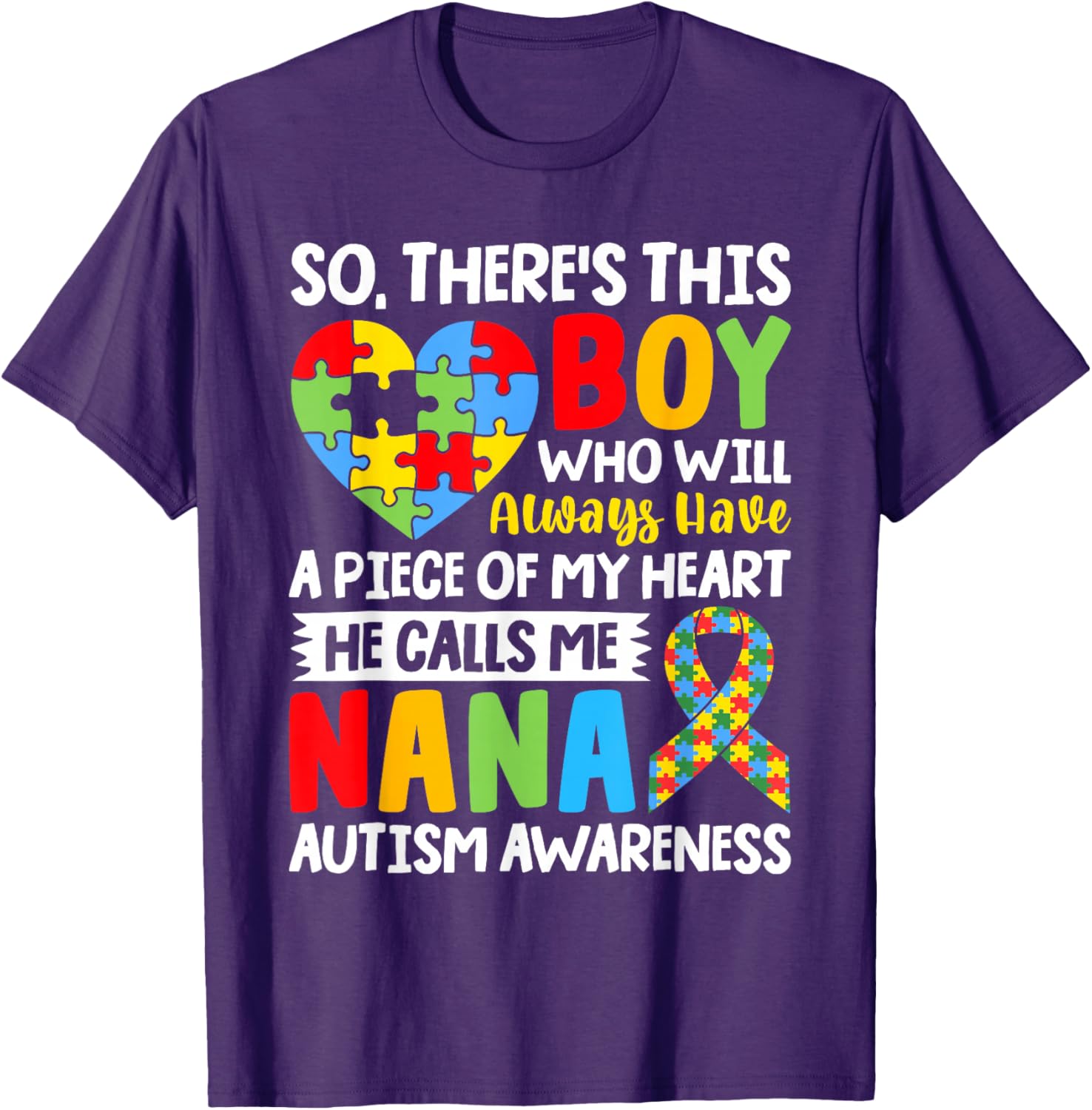 Proud Autism Grandma T-Shirt Heart Design for Nana Autism Awareness - 1
