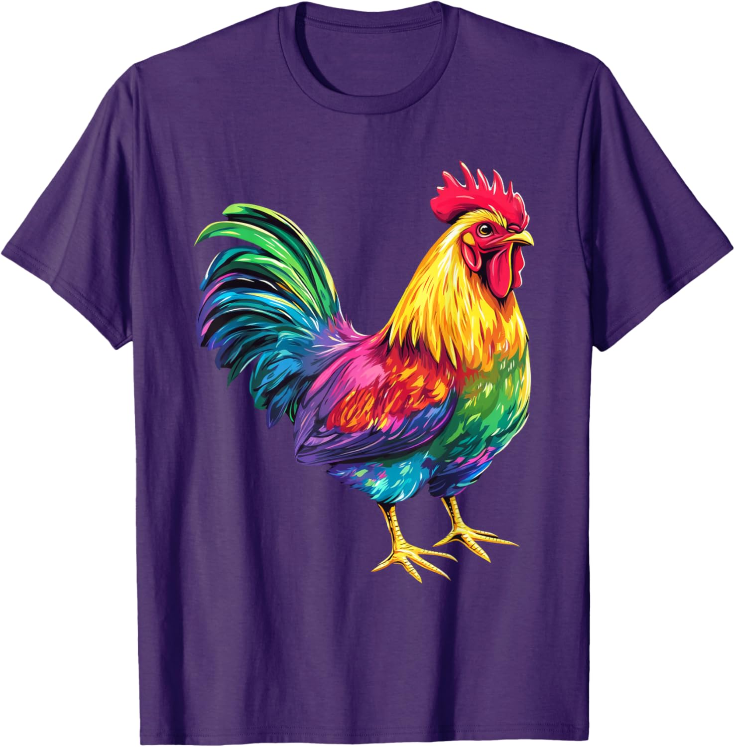 Rainbow Color Chicken Art T-Shirt for Fun and Stylish Outfits - 4