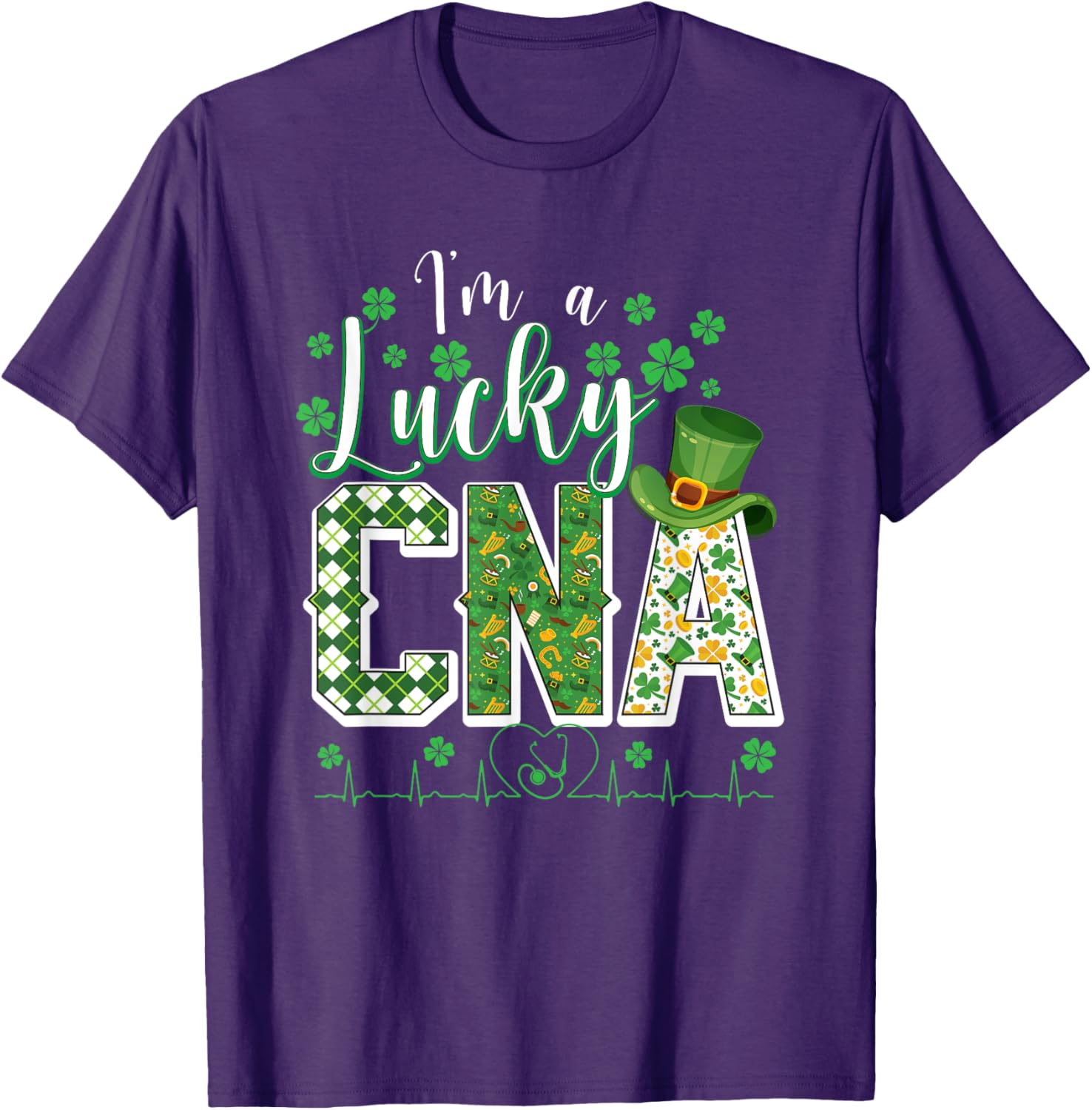 Funny Lucky CNA Nurse Shamrock St Patrick's Day T-Shirt for Scrubs - 29