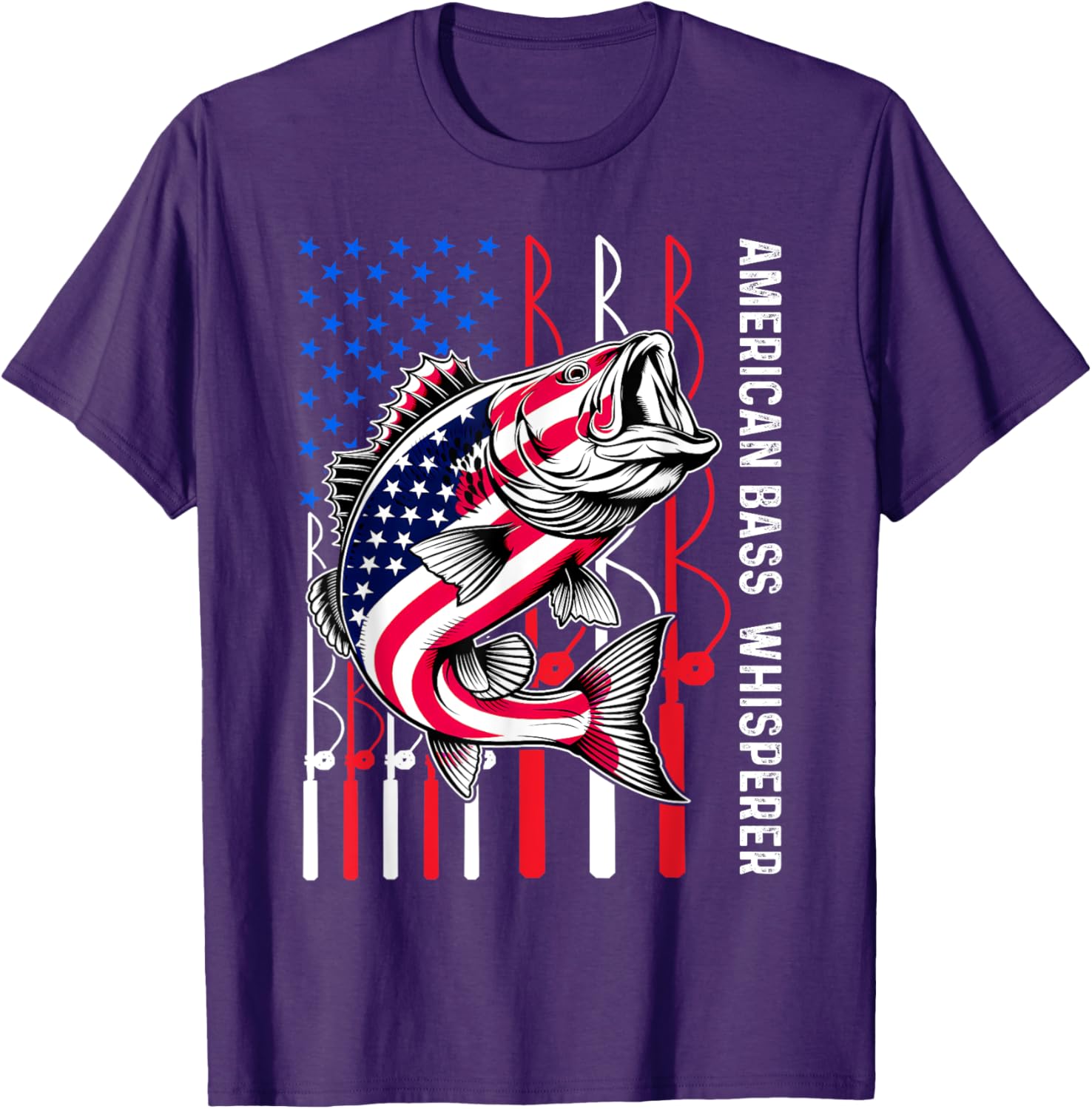 Patriotic Anglers American Bass Pro Whisperer Fisherman T-Shirt Design - 1