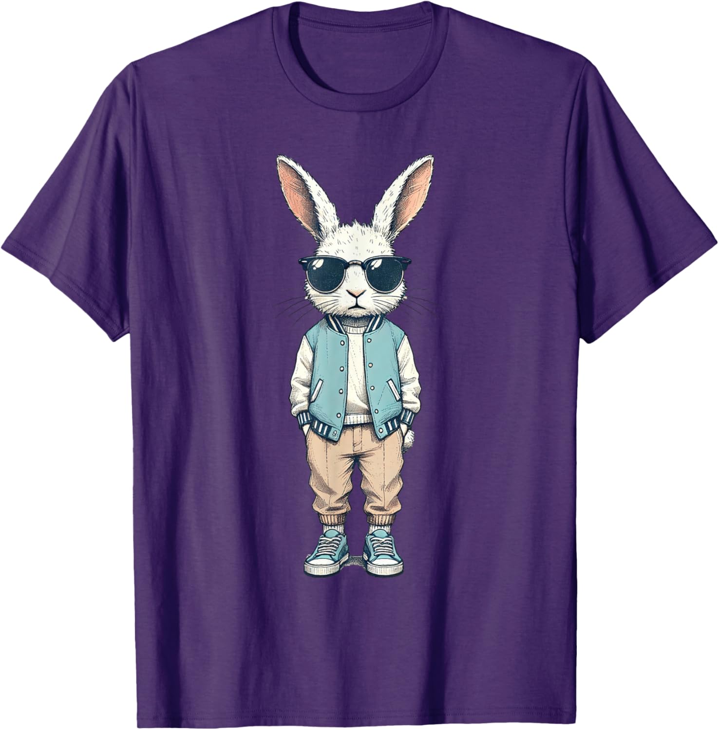 Boys Easter Bunny Rabbit T-Shirt with Sunglasses for Kids and Men - 10