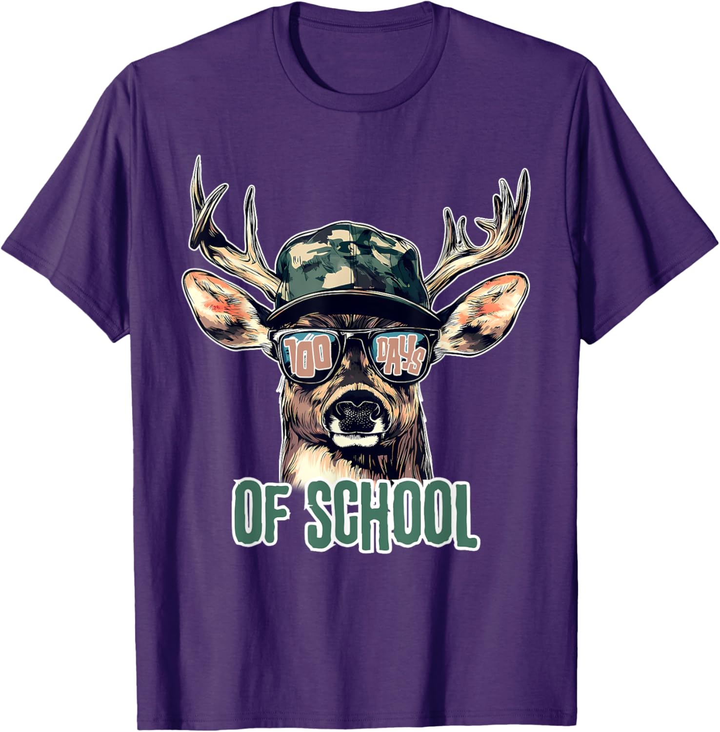 Bucked 100 Days of School Deer Hunting T-Shirt for Kids and Teens - 8