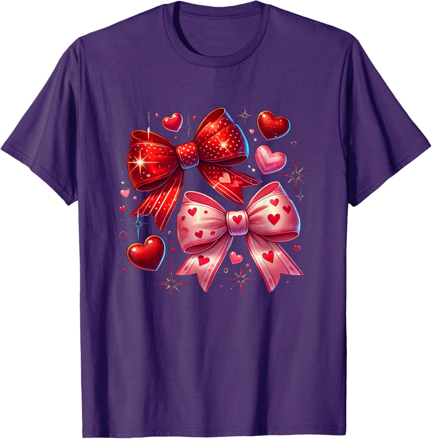 Heart Bows and Stars Romantic Love T-Shirt for Couples and Gifting - 1