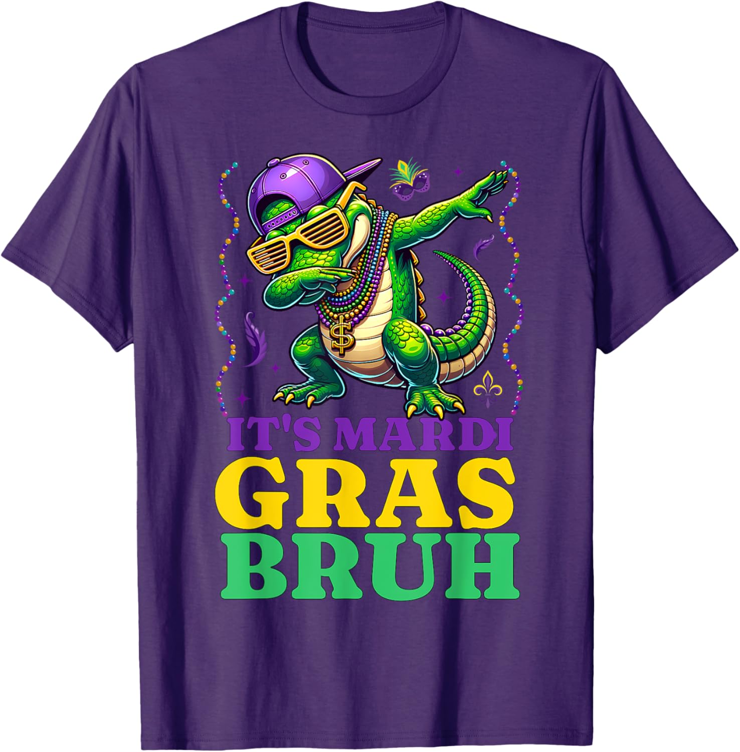 Mardi Gras Dabbing Alligator T-Shirt for Fun Costume Parades - 6