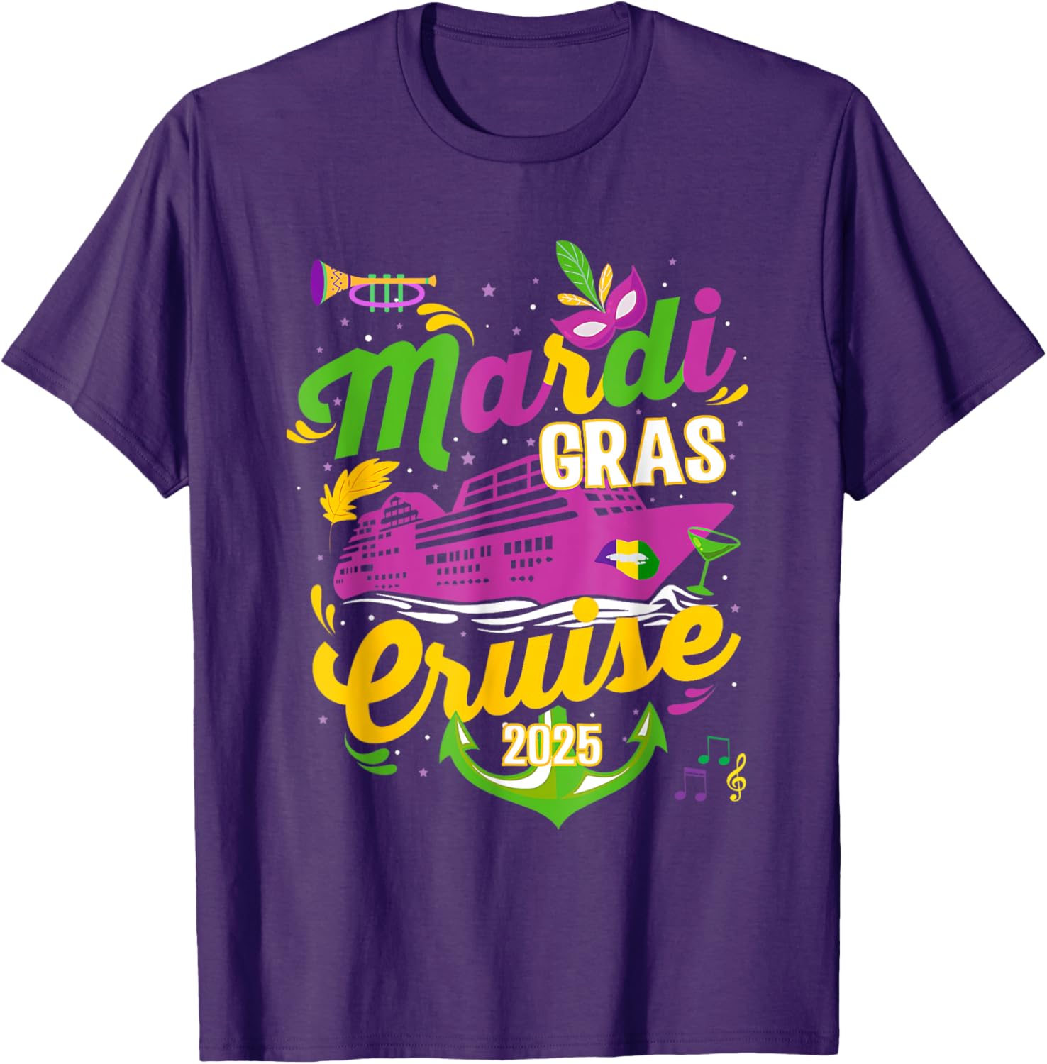 Mardi Gras Cruise Squad 2025 Family Matching T-Shirts for Fun Adventures - 20