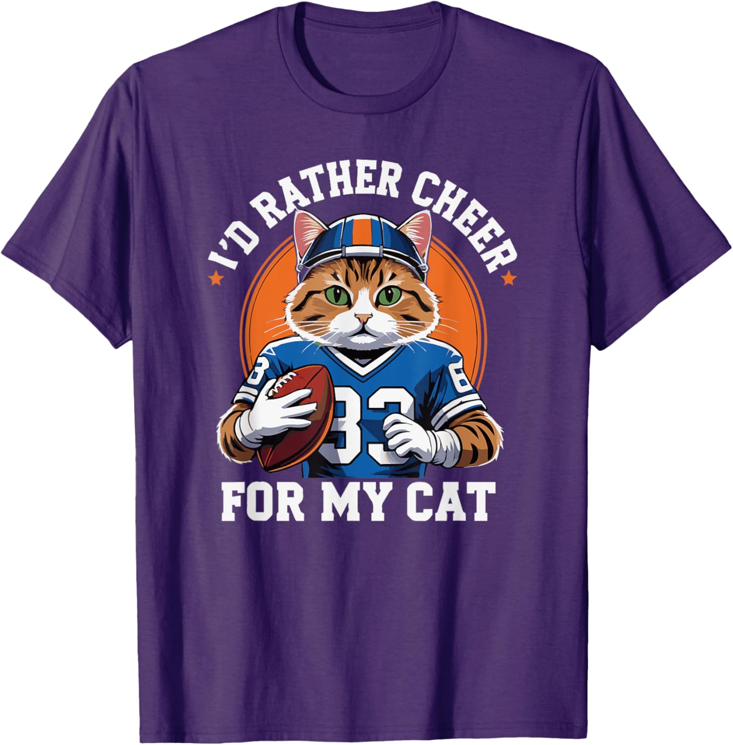 Funny I'd Rather Cheer for My Cat T-Shirt for Anti Football Lovers - 7