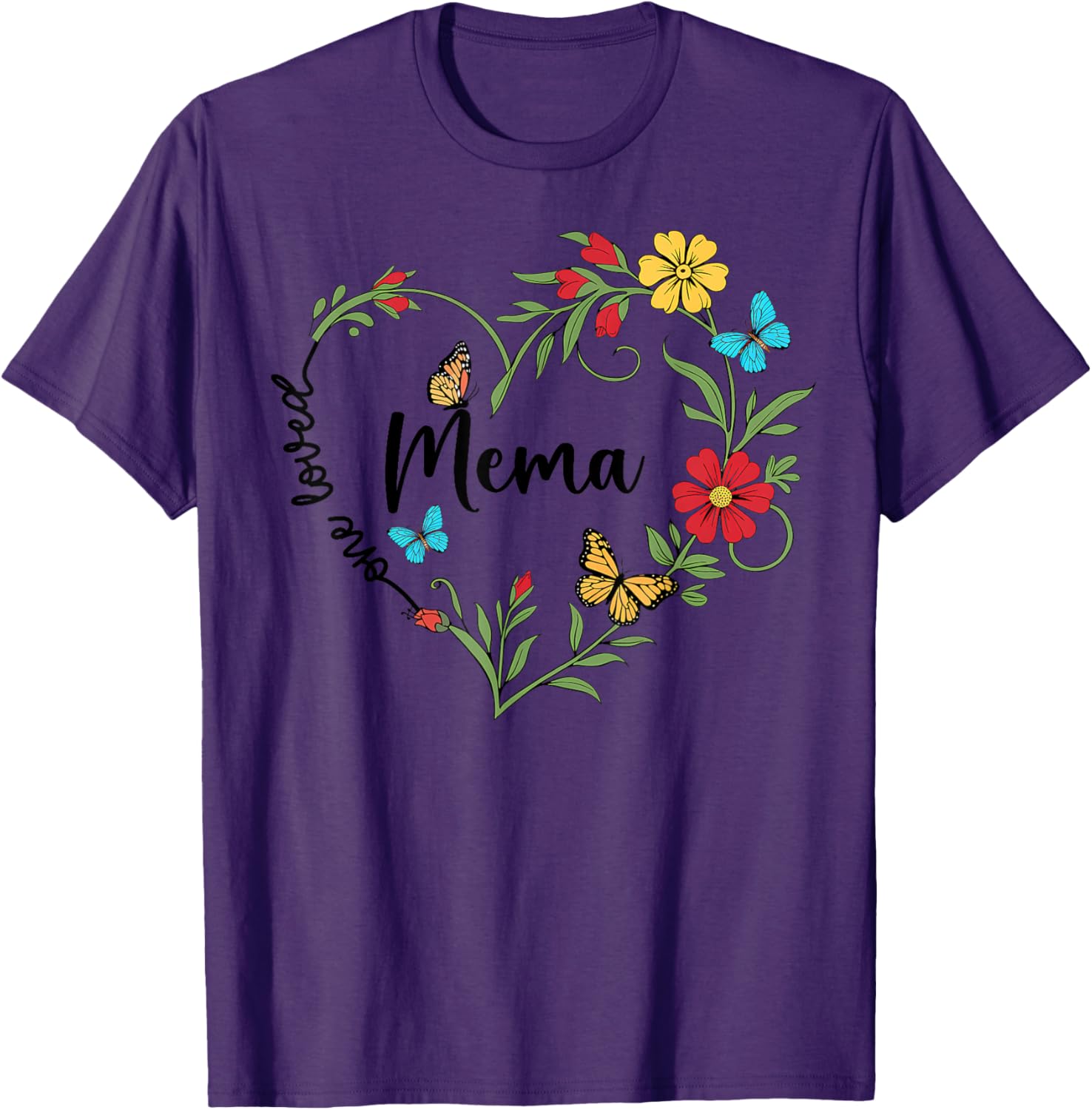 Floral One Loved Mema Heart T-Shirt for Mom and Grandma on Mother's Day - 13