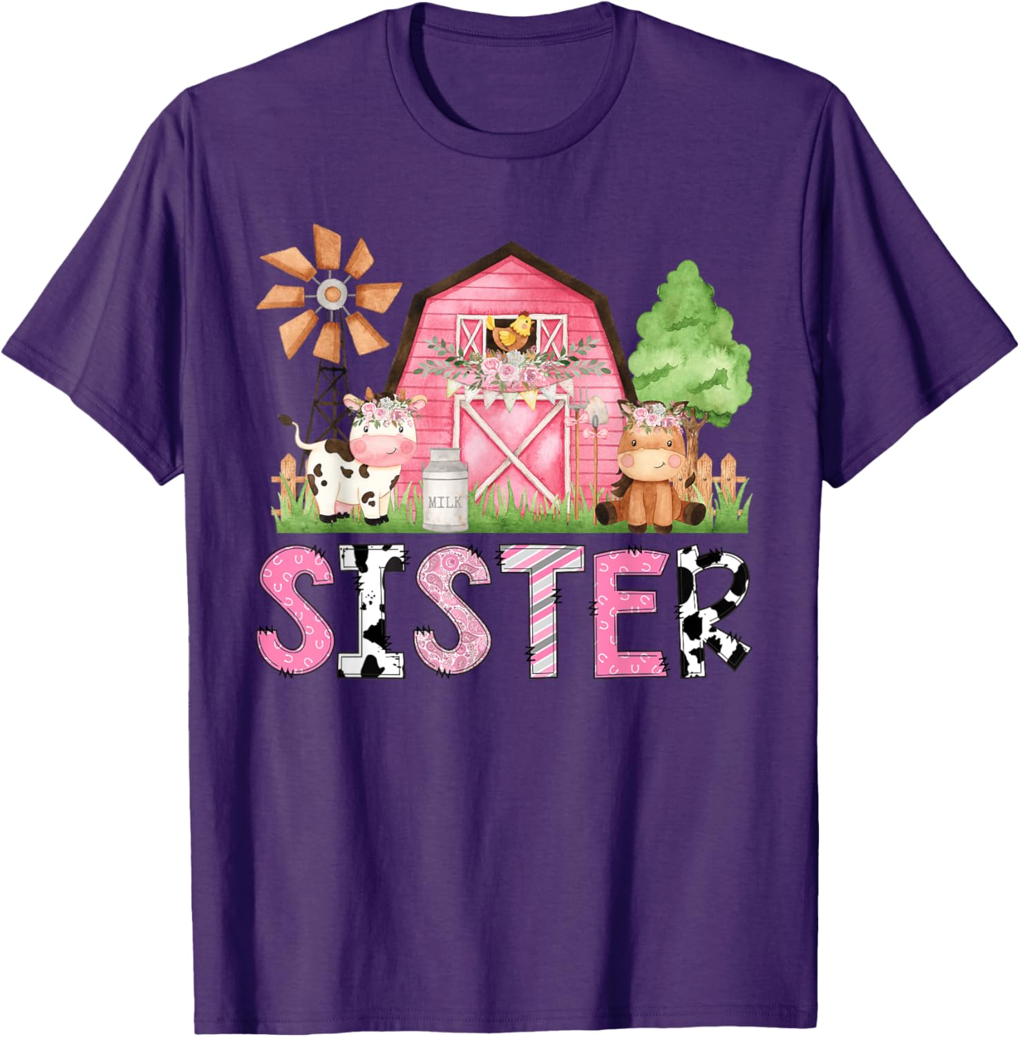 Sister Pink Farm Animal Birthday Matching Family T-Shirt for Kids - 11