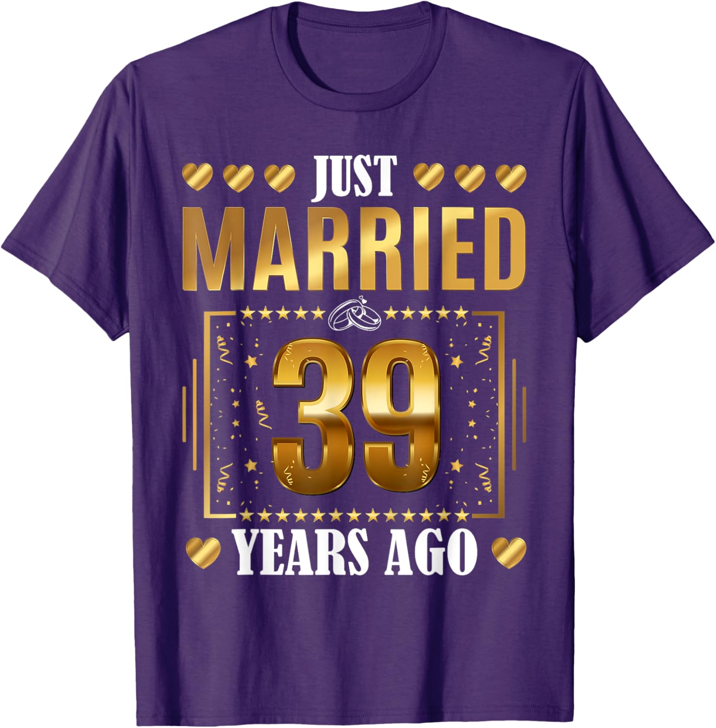 Just Married 39 Years Ago Couples T-Shirt for 39th Anniversary Celebration - 5