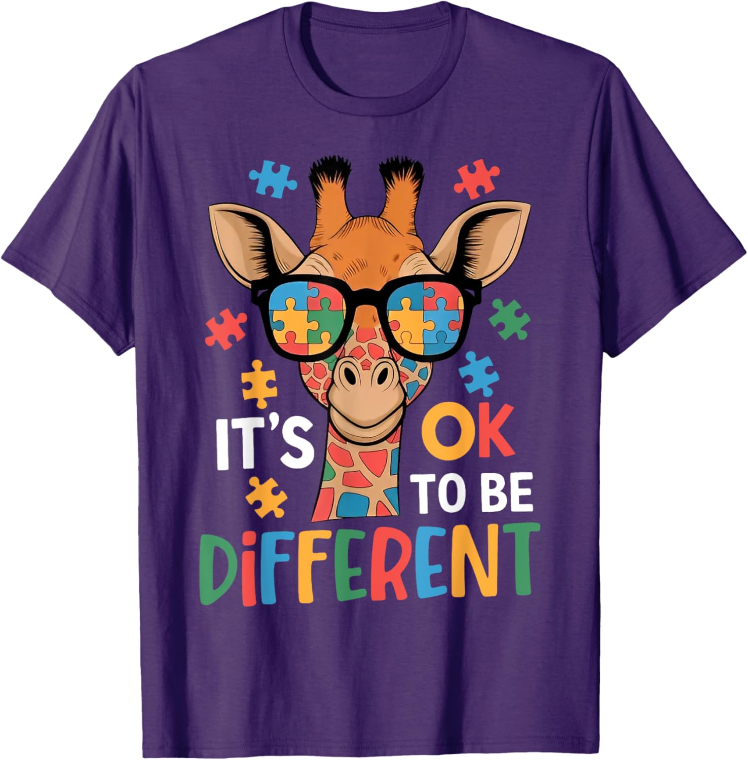 It's Okay to Be Different Giraffe Autism Awareness T-Shirt for Kids - 19