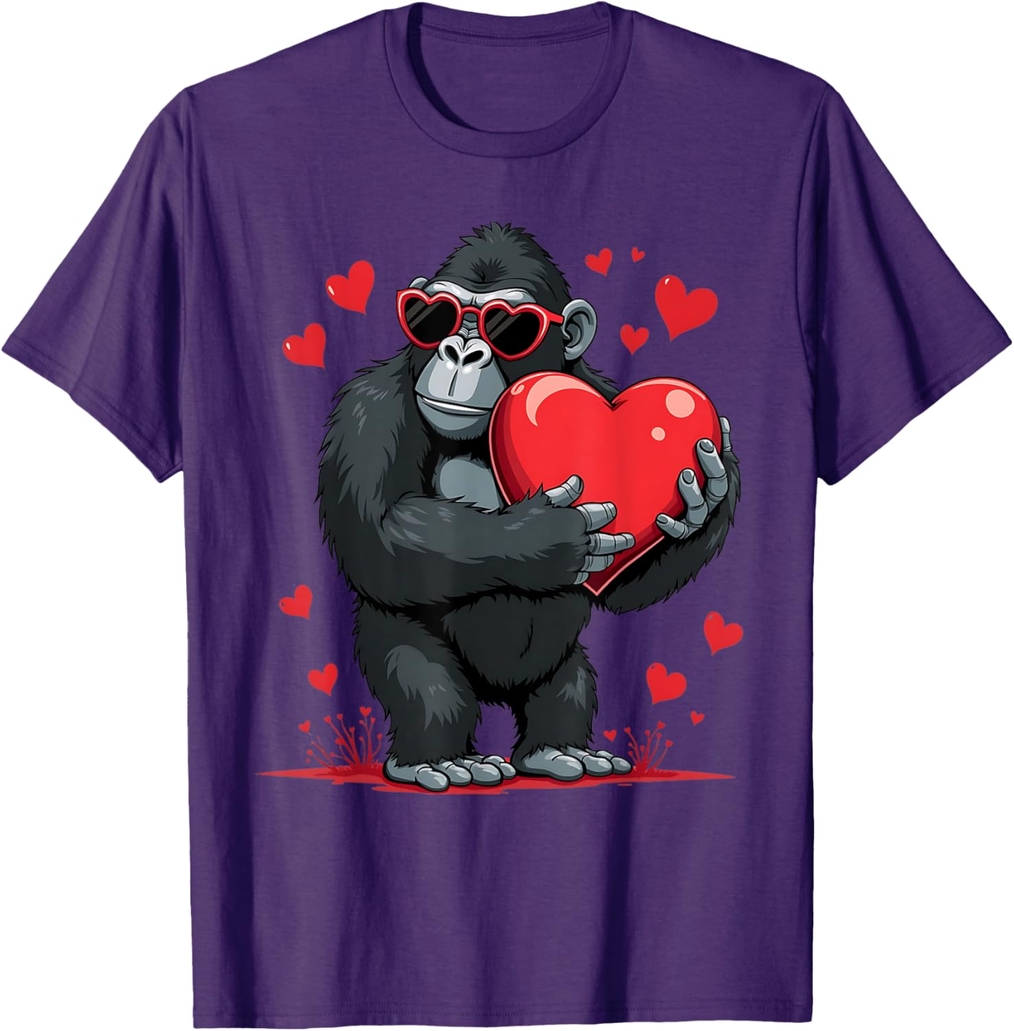 Funny Gorilla Heart Sunglasses T-Shirt for Boys Perfect for Valentine's Day - 3