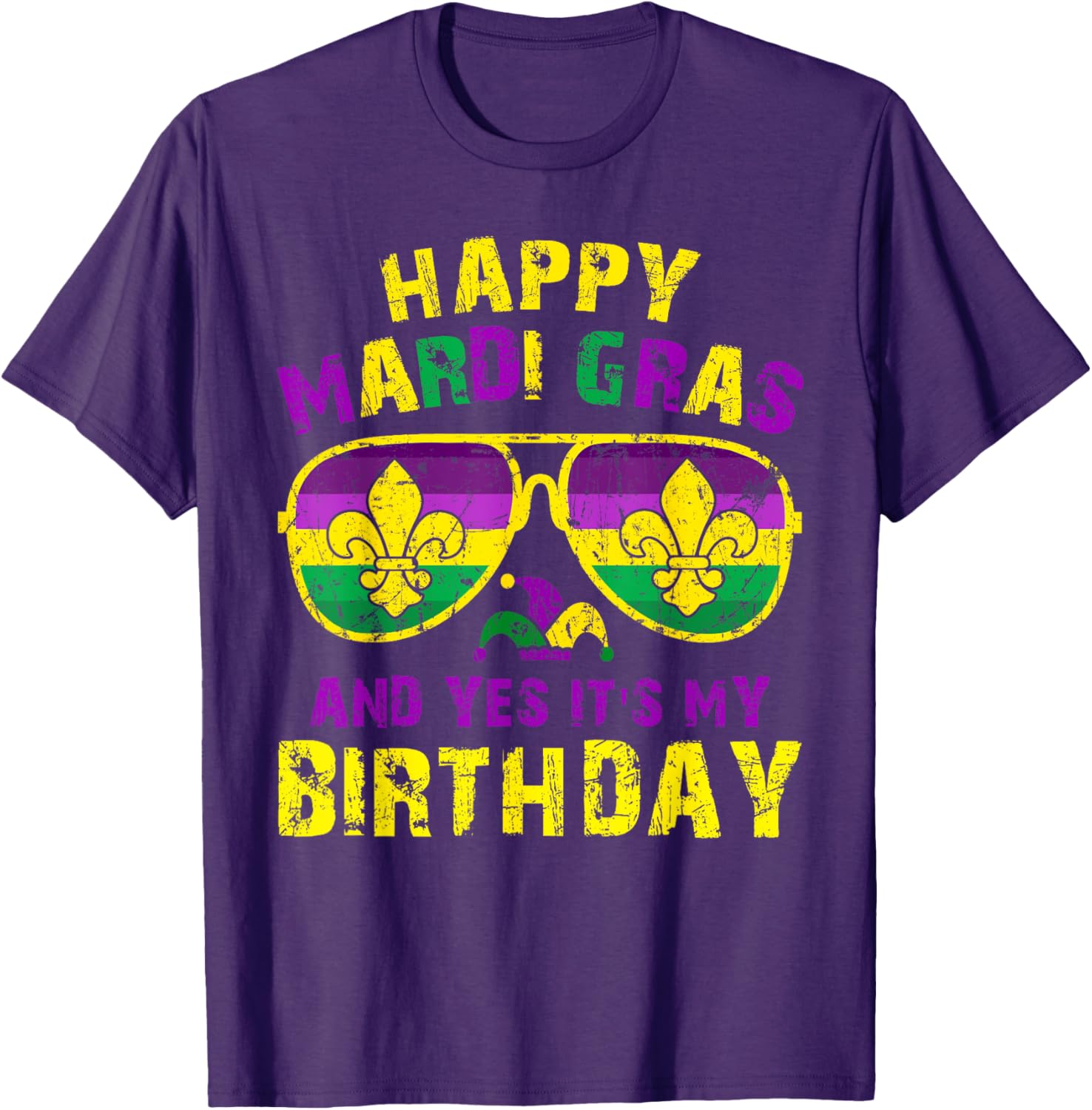 Happy Mardi Gras Birthday T-Shirt for Men, Women, and Kids Celebration - 1