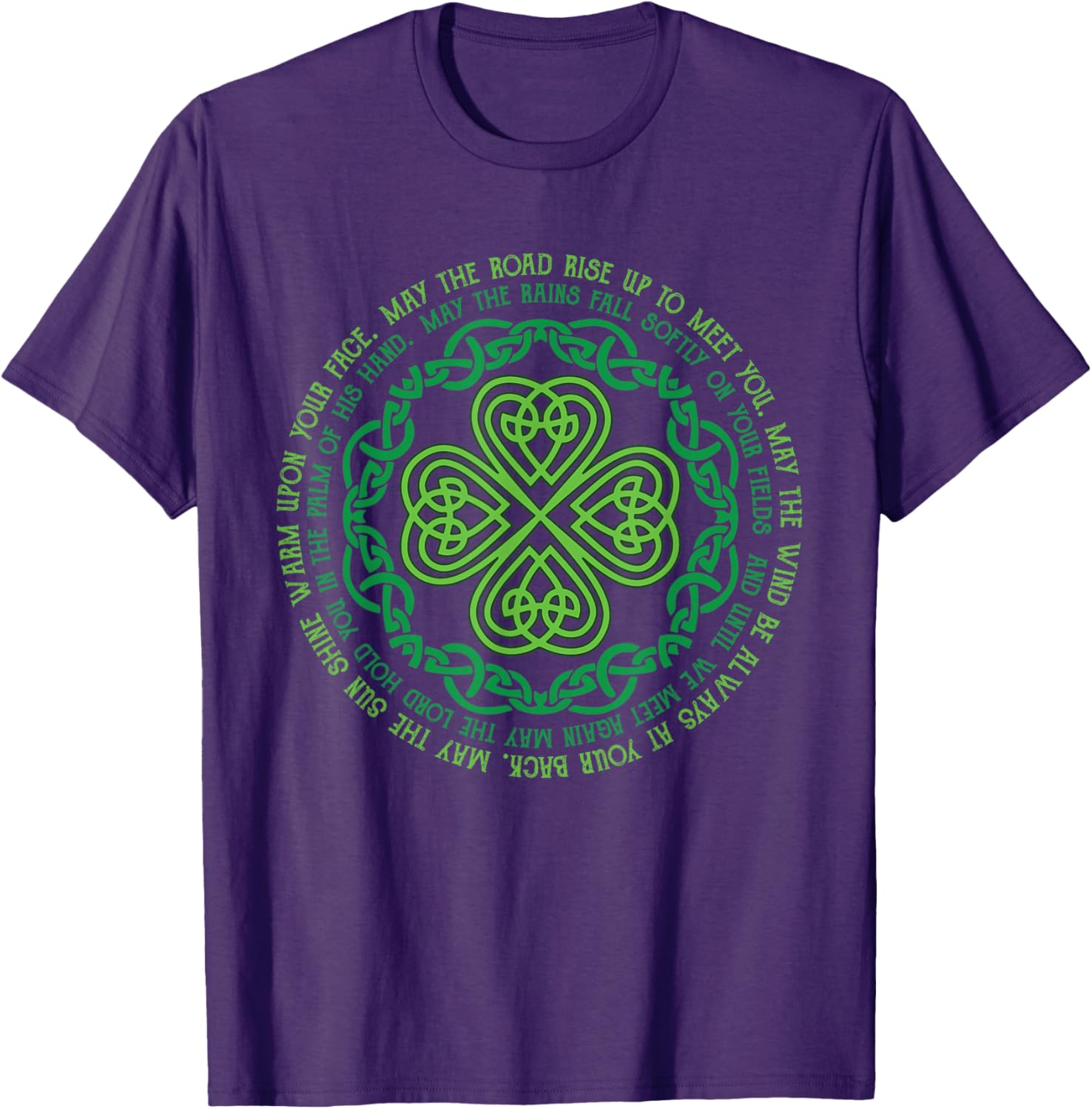 Irish Blessing T-Shirt with Celtic Knot and 4-Leaf Clover Design - 4