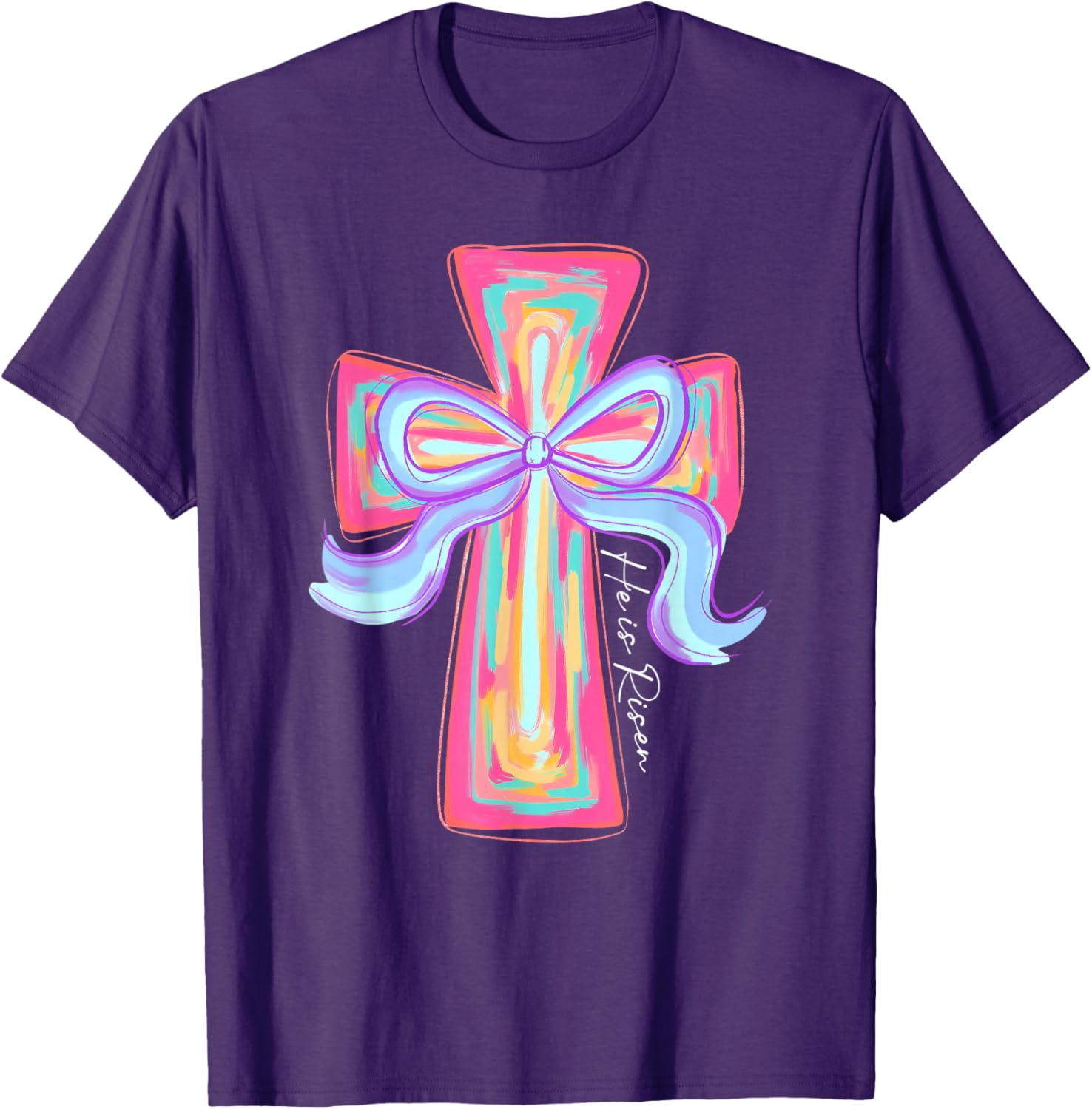 He is Risen Jesus Easter T-Shirt with Coquette Bow for Celebration - 10