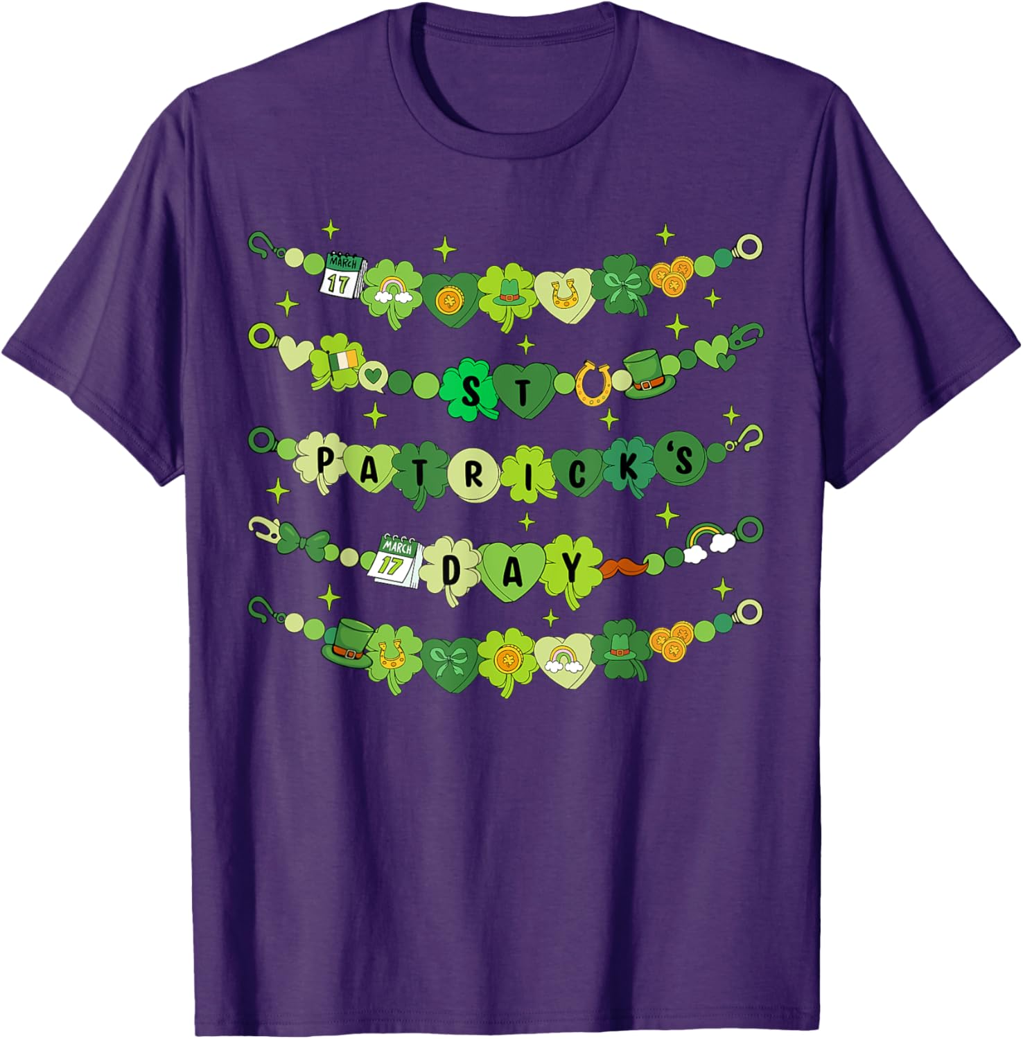 Happy St Patricks Day Friendship Bracelet T-Shirt for Girls - 2