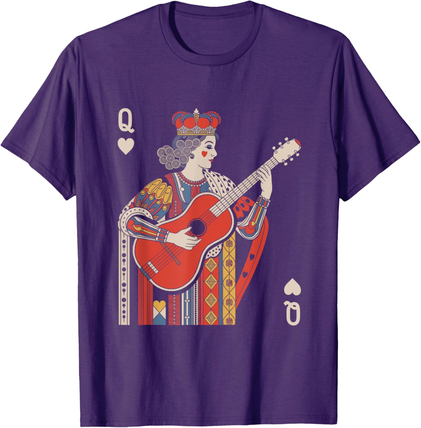 Queen of Playing Guitar Vintage Card T-Shirt for Music Lovers - 3