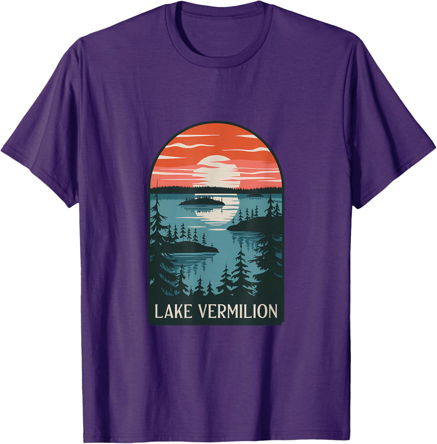 Lake Vermilion Sunset Reflection T-Shirt for Nature Lovers and Adventurers - 13